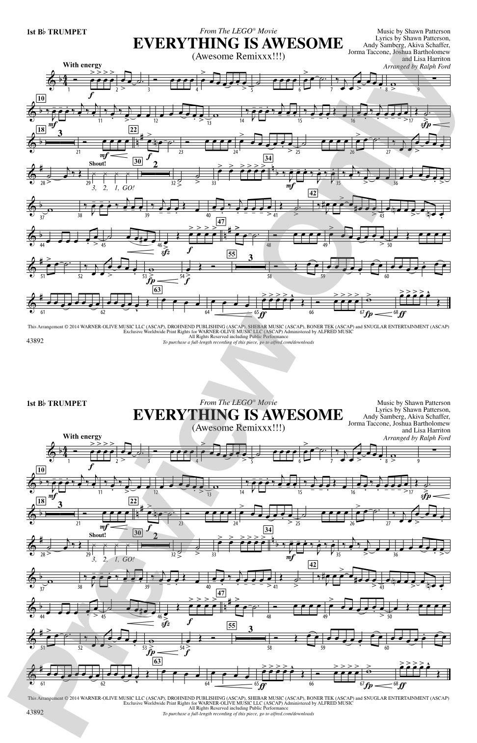 Everything Is Awesome (from The Lego® Movie): 1st B-flat Trumpet