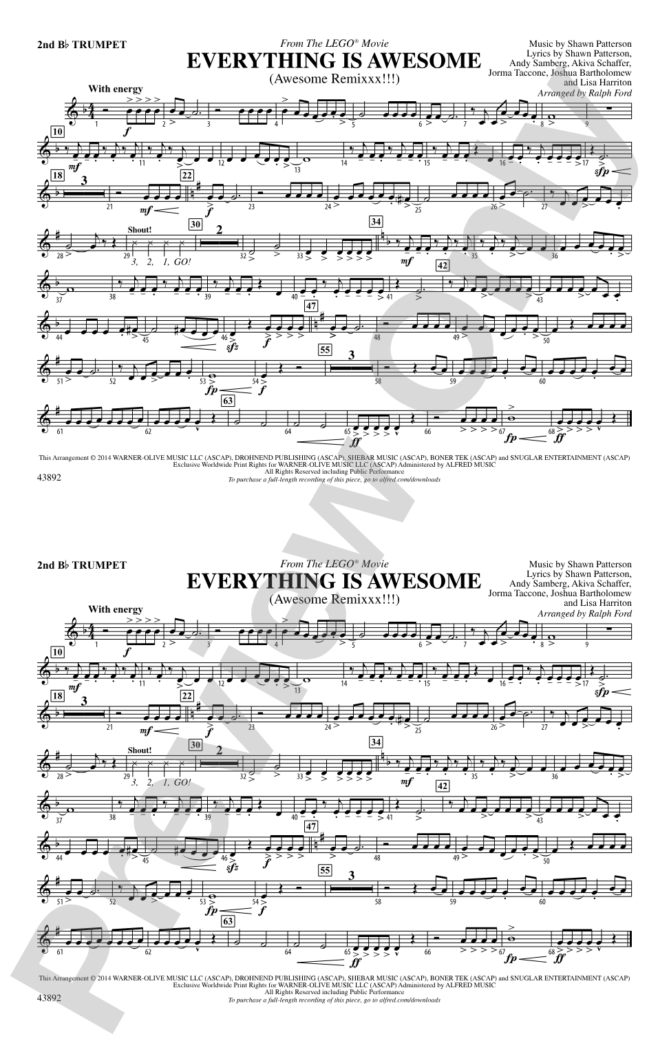 Everything Is Awesome (from The Lego® Movie): 2nd B-flat Trumpet