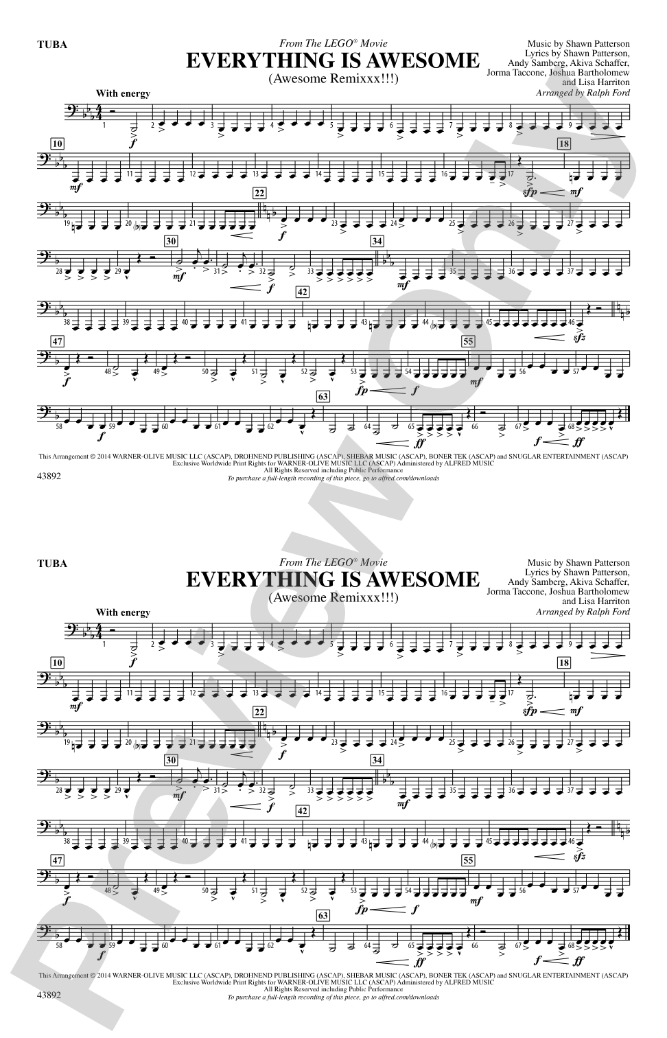 Everything Is Awesome (from The Lego® Movie): Tuba