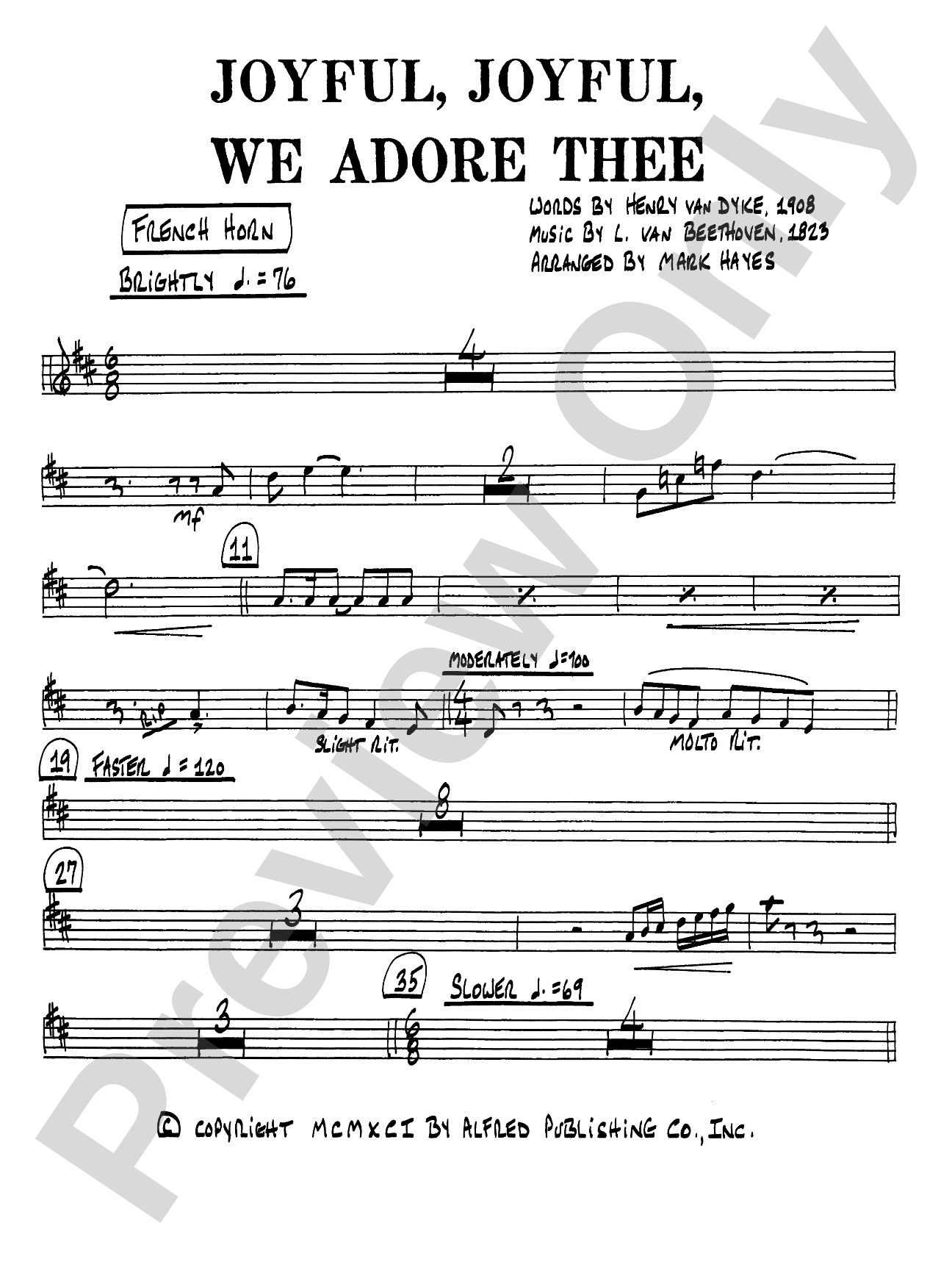 Joyful, Joyful, We Adore Thee: 1st F Horn