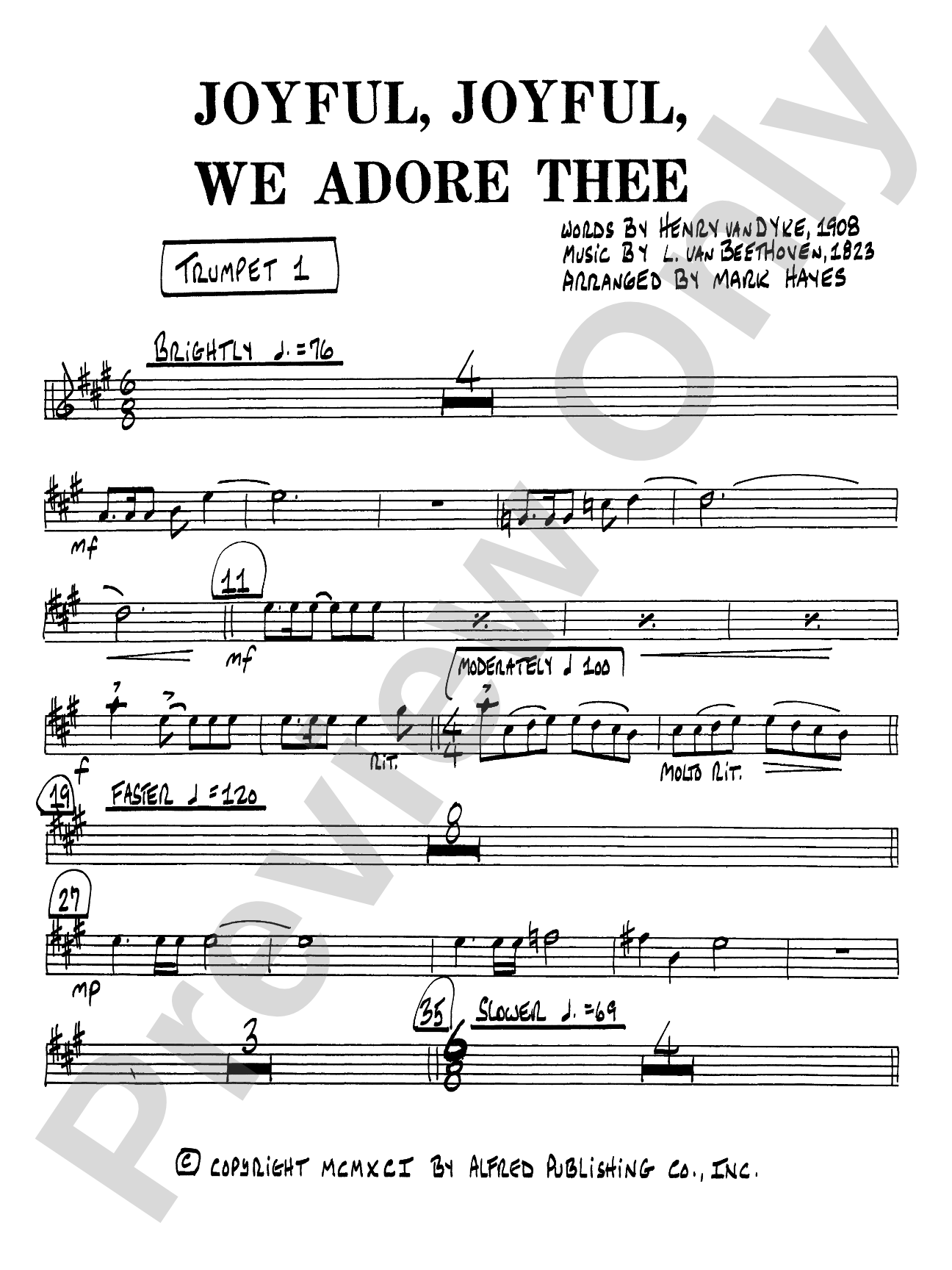 Joyful, Joyful, We Adore Thee: 1st B-flat Trumpet