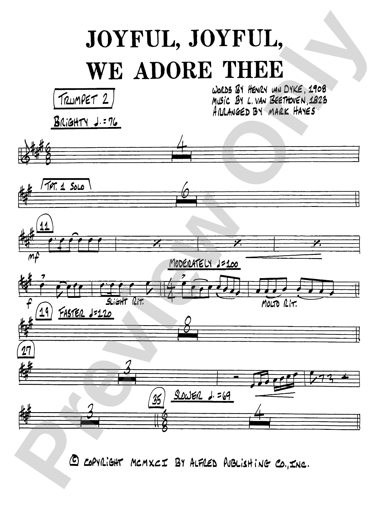 Joyful, Joyful, We Adore Thee: 2nd B-flat Trumpet