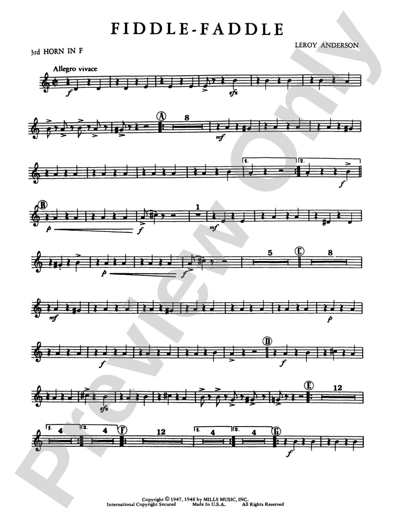 Fiddle-Faddle: 3rd F Horn