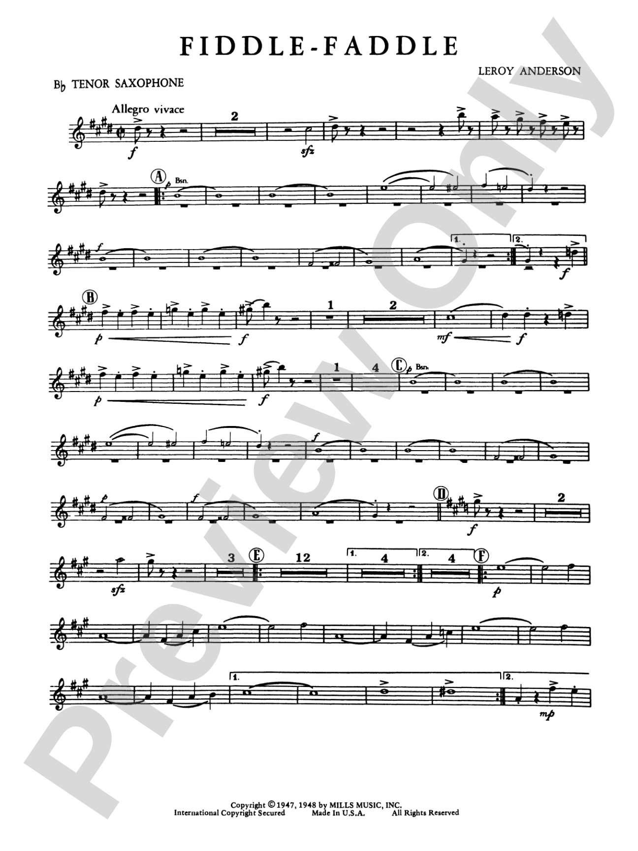 Fiddle-Faddle: B-flat Tenor Saxophone