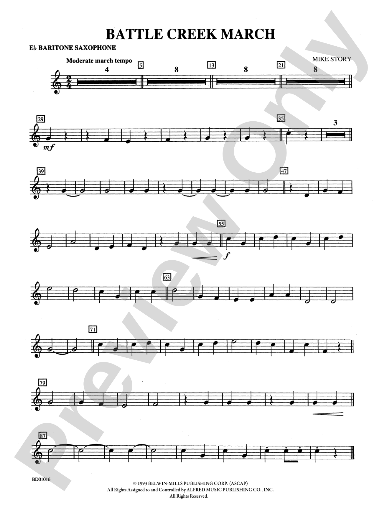 Battle Creek March: E-flat Baritone Saxophone