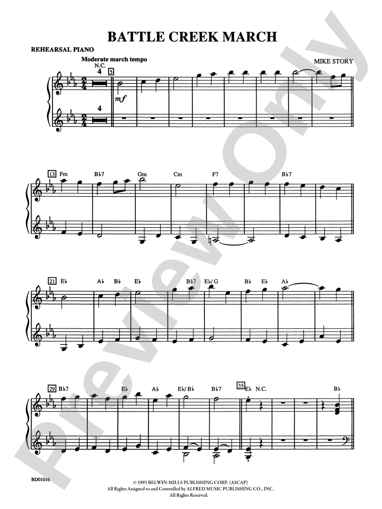 Battle Creek March: Piano Accompaniment