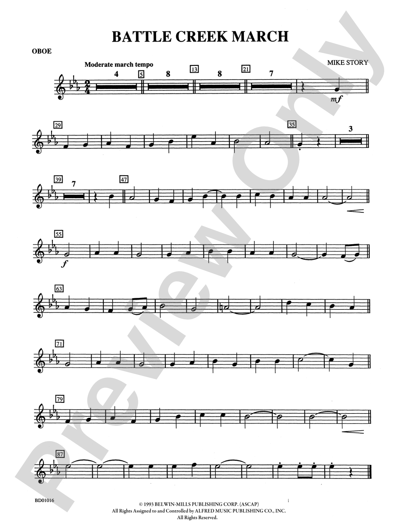 Battle Creek March: Oboe