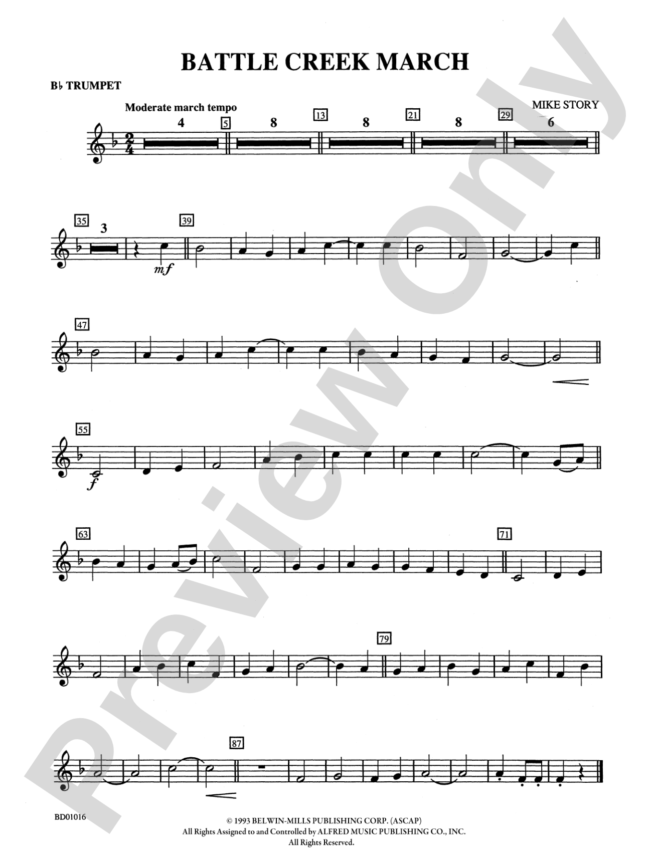 Battle Creek March: 1st B-flat Trumpet