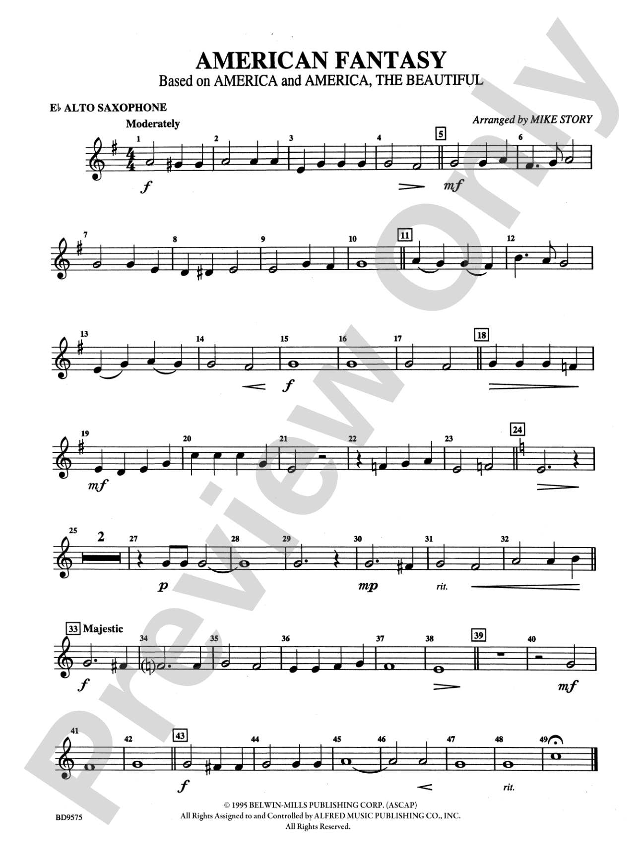 American Fantasy (based on "America" and "America, the Beautiful"): E-flat Alto Saxophone