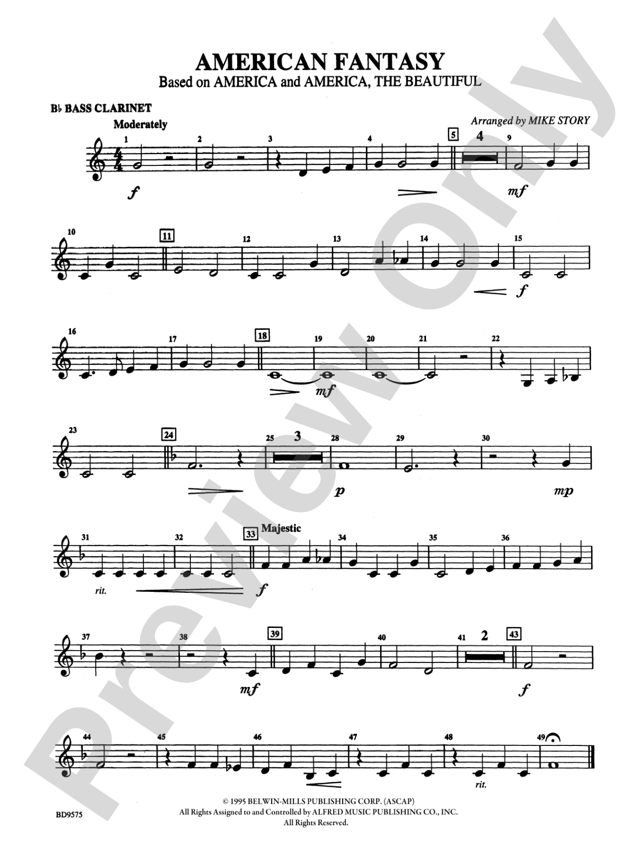 American Fantasy (based on "America" and "America, the Beautiful"): B-flat Bass Clarinet
