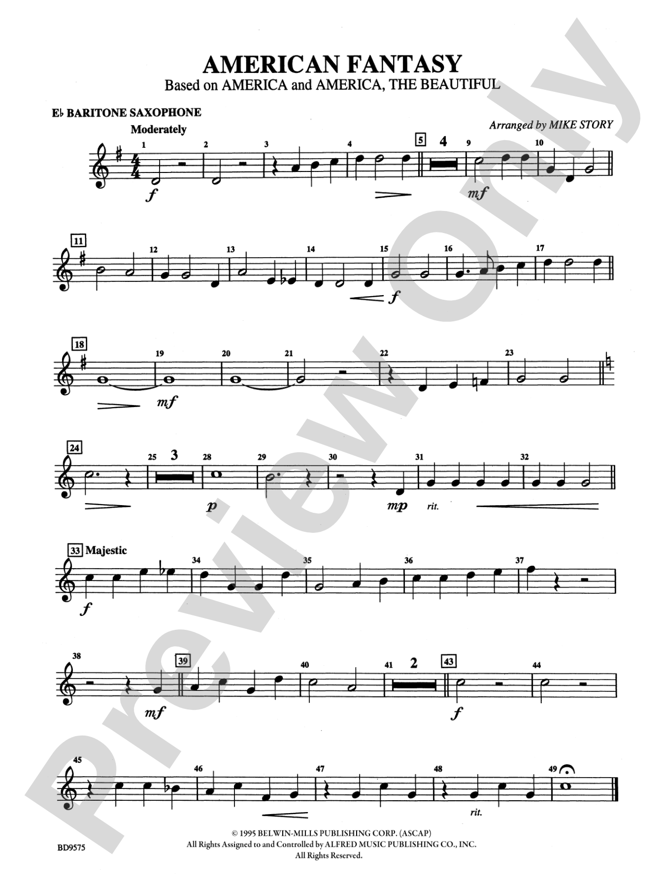 American Fantasy (based on "America" and "America, the Beautiful"): E-flat Baritone Saxophone