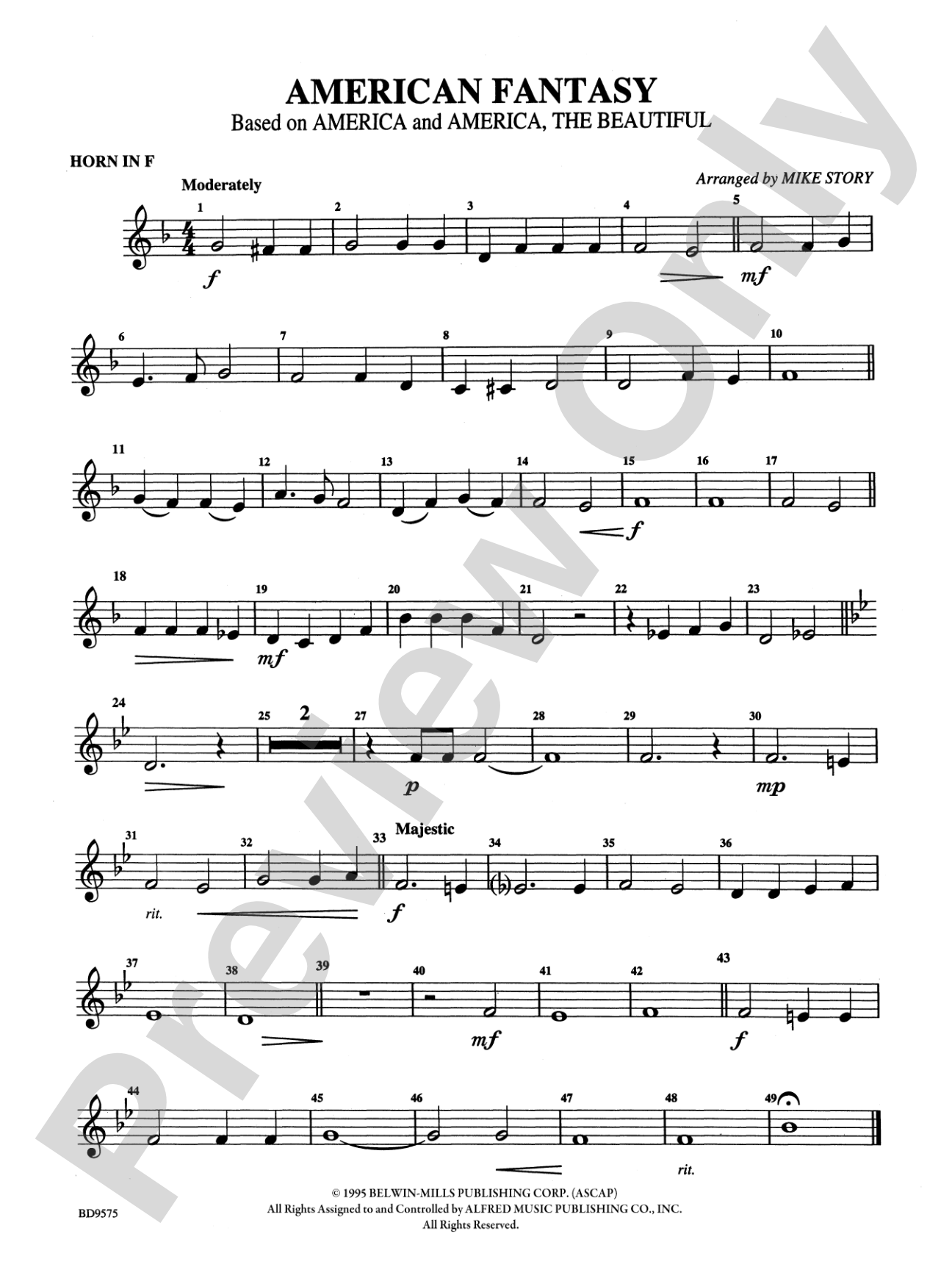 American Fantasy (based on "America" and "America, the Beautiful"): 1st F Horn