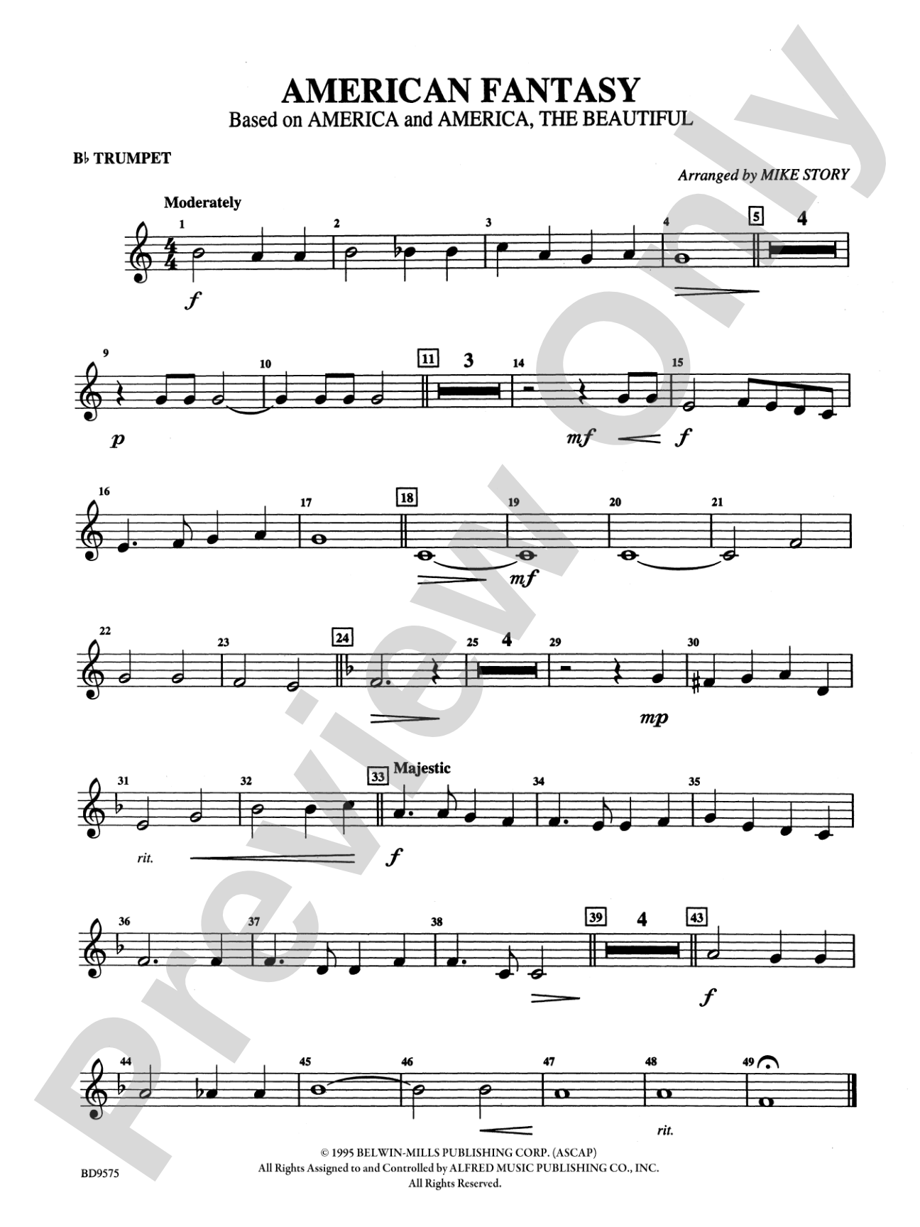 American Fantasy (based on "America" and "America, the Beautiful"): 1st B-flat Trumpet