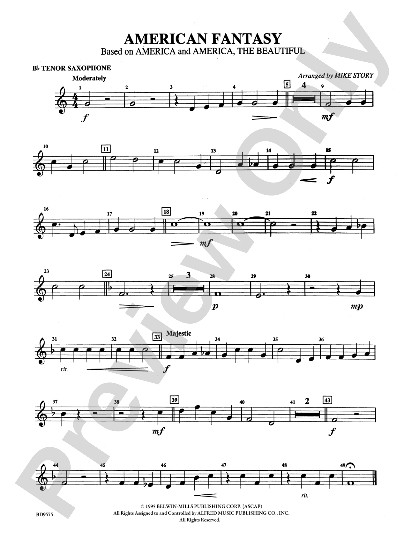 American Fantasy (based on "America" and "America, the Beautiful"): B-flat Tenor Saxophone