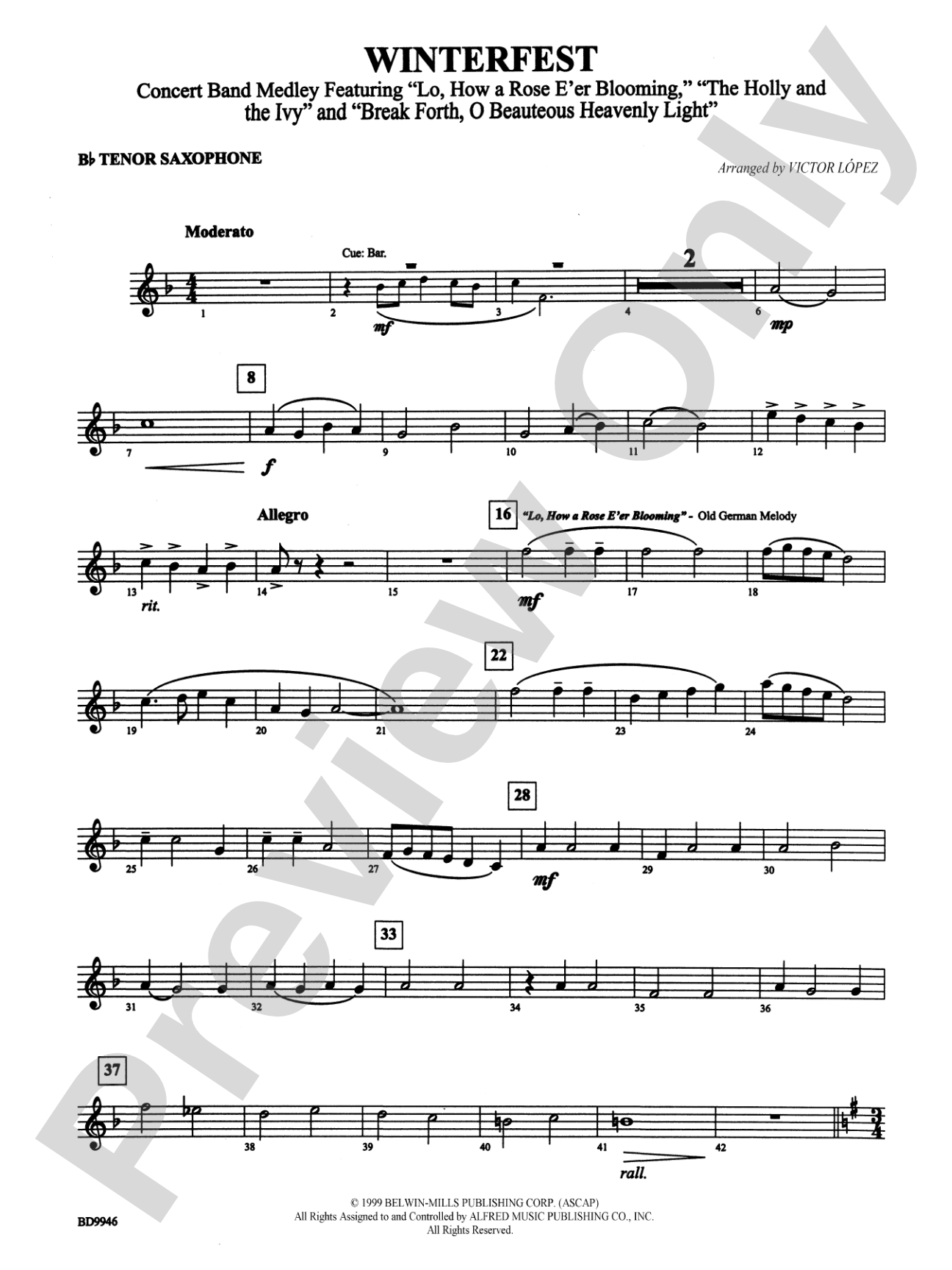 Winterfest: B-flat Tenor Saxophone