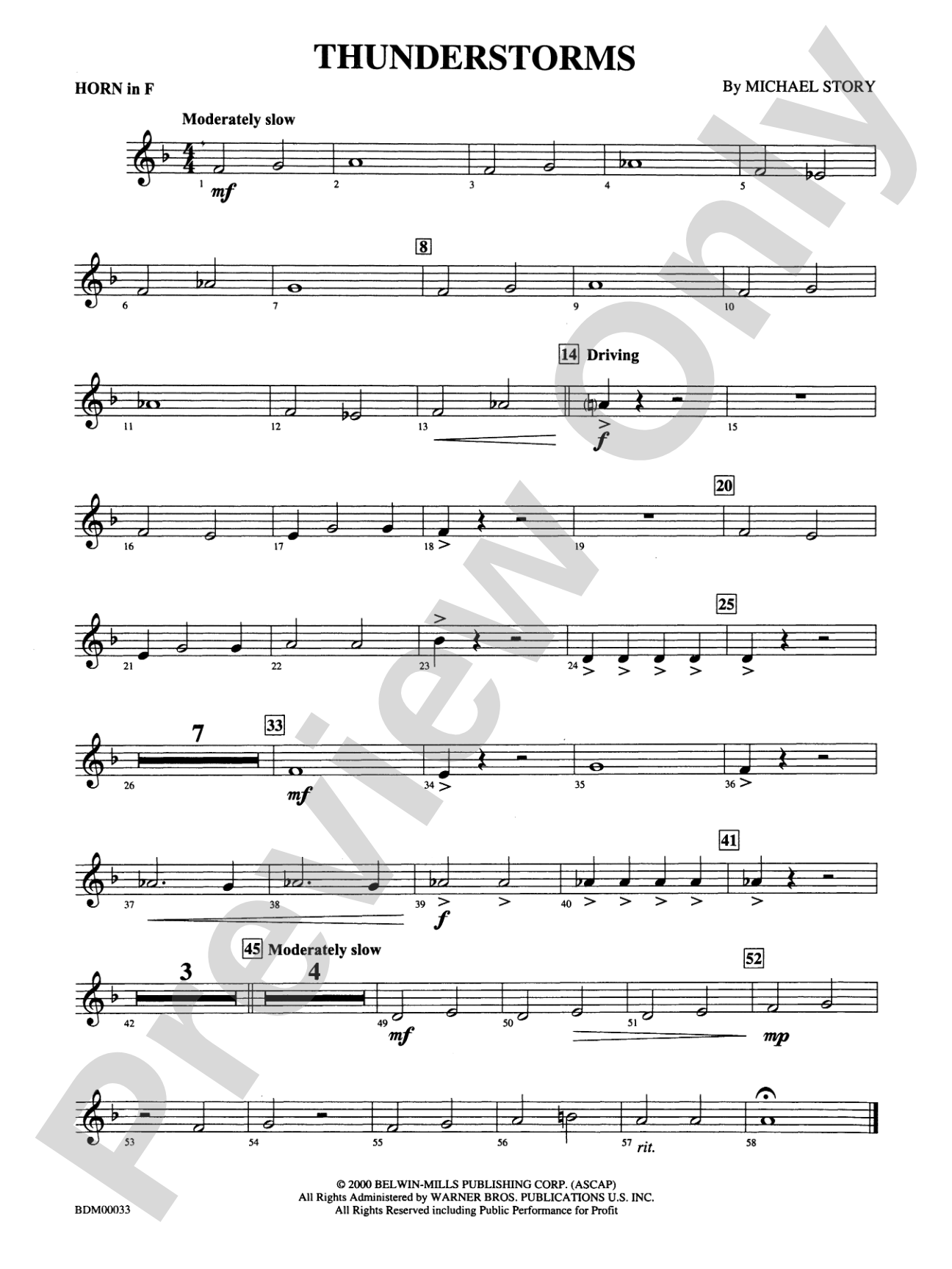 Thunderstorms: 1st F Horn