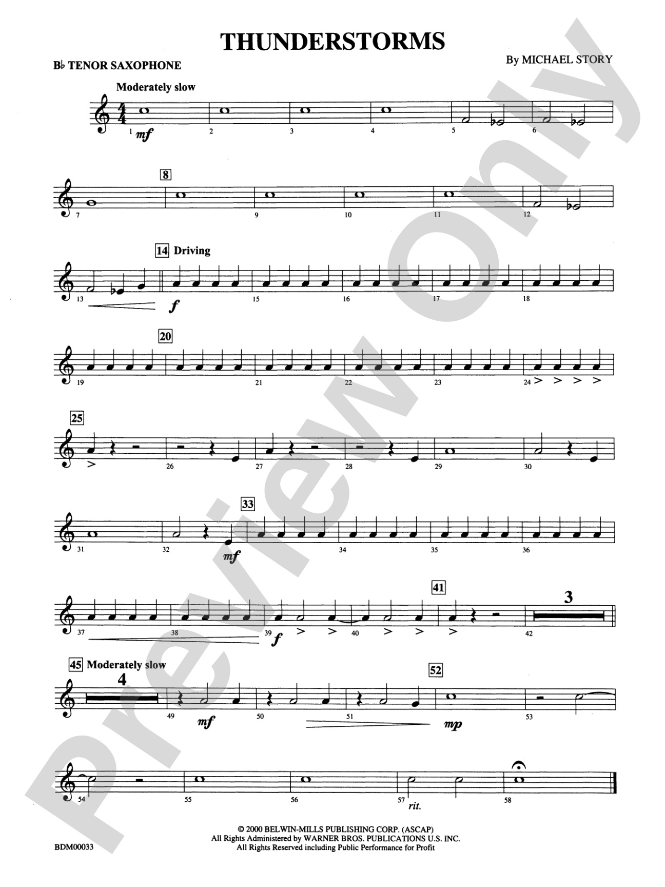 Thunderstorms: B-flat Tenor Saxophone