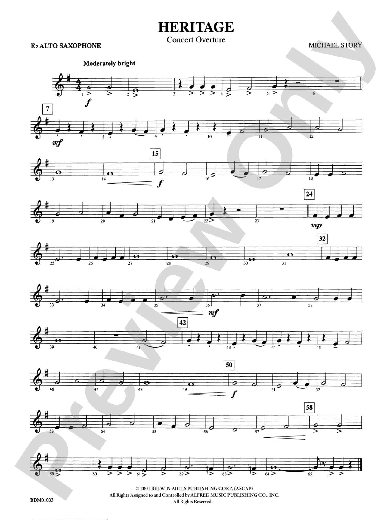 Heritage (Concert Overture): E-flat Alto Saxophone