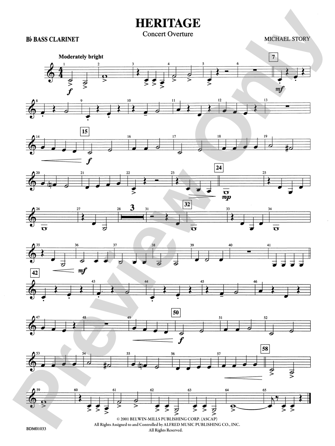 Heritage (Concert Overture): B-flat Bass Clarinet