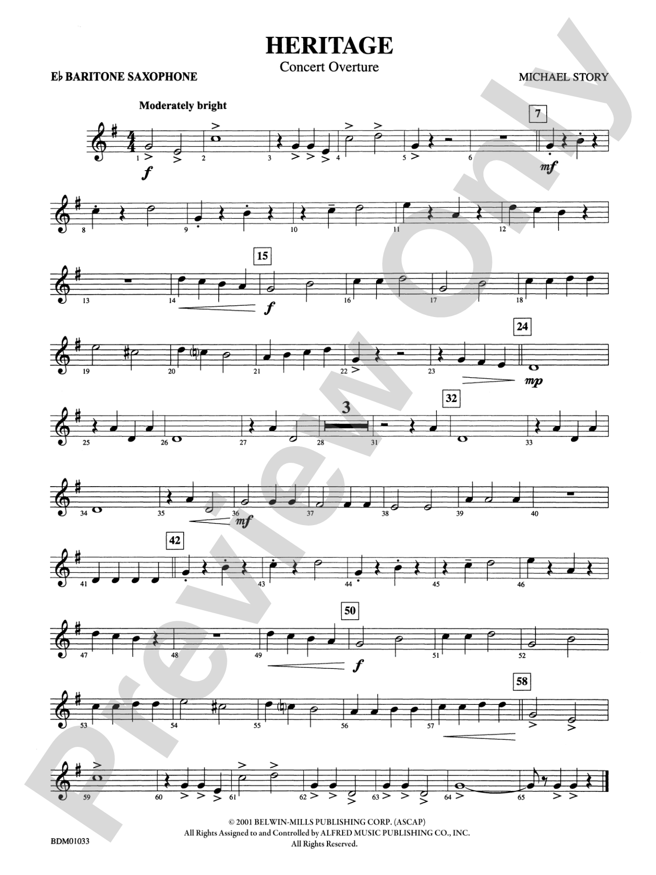 Heritage (Concert Overture): E-flat Baritone Saxophone