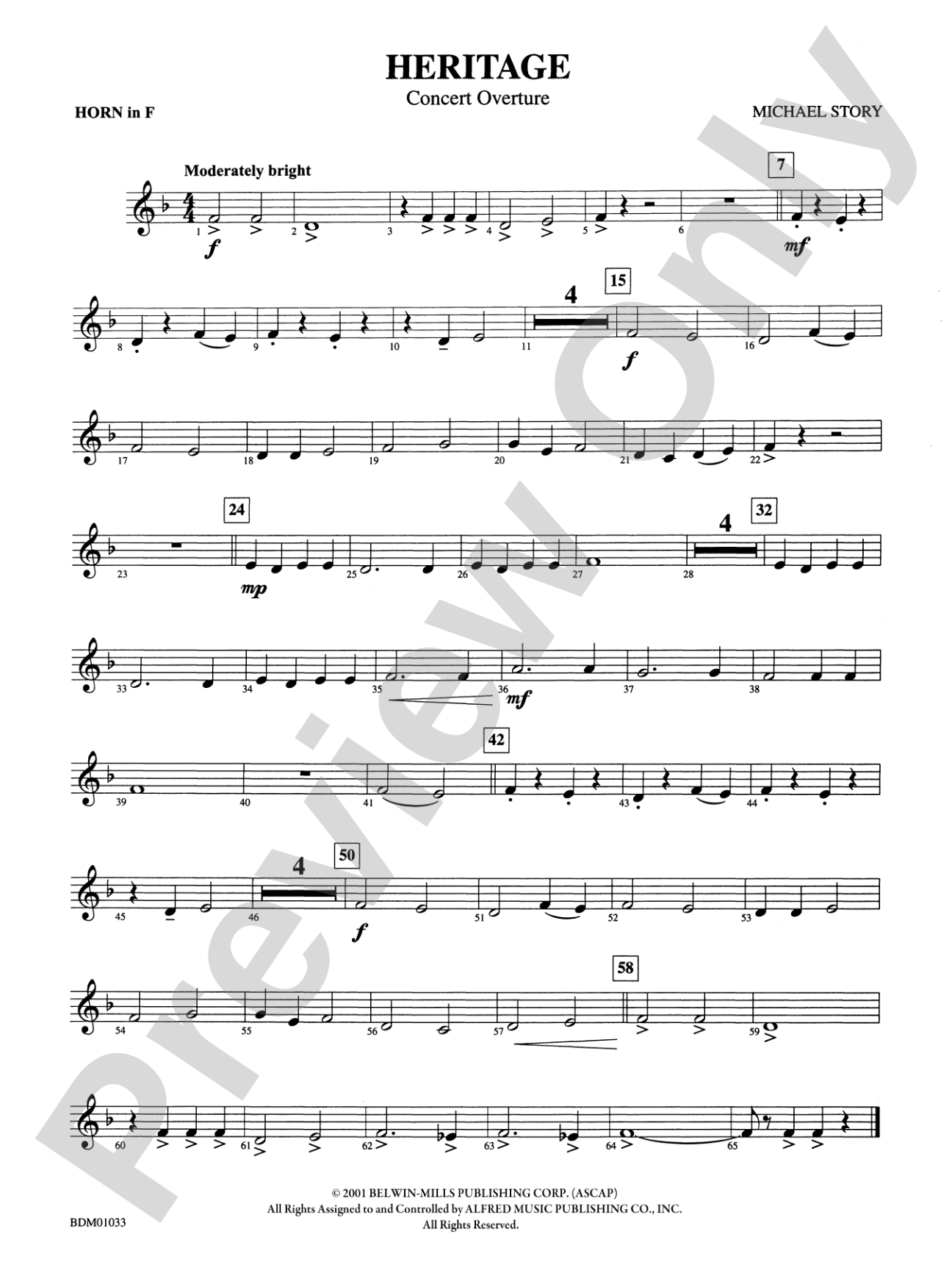 Heritage (Concert Overture): 1st F Horn