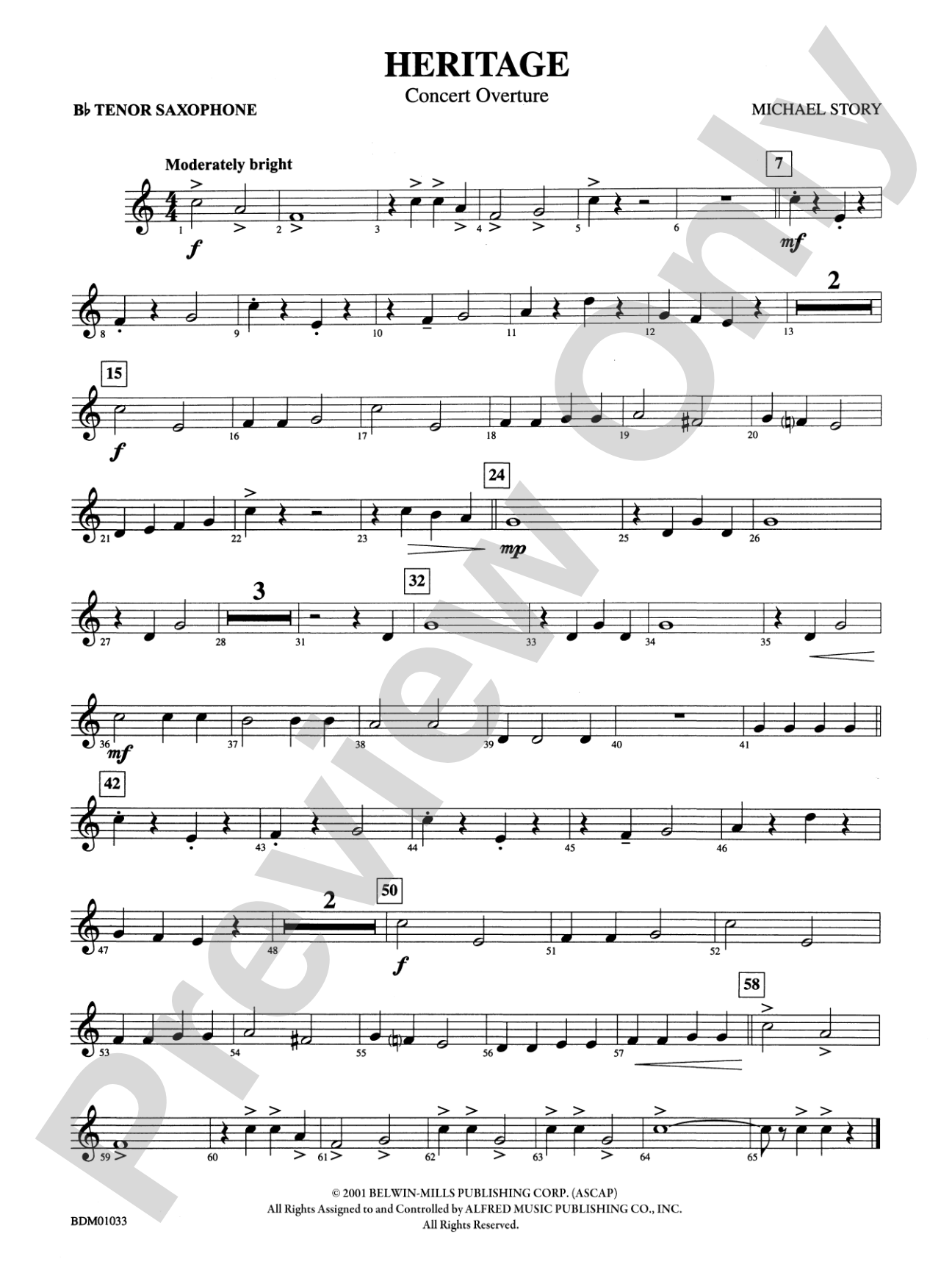 Heritage (Concert Overture): B-flat Tenor Saxophone