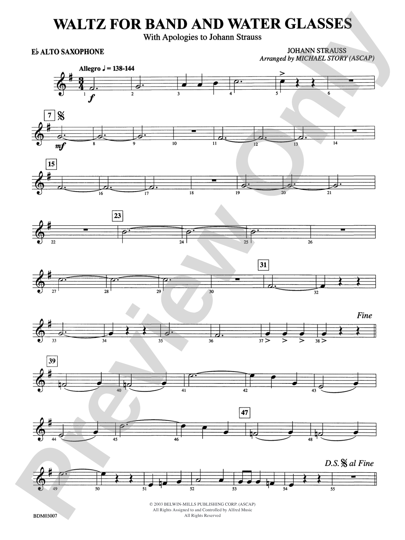 Waltz for Band and Water Glasses (with Apologies to Johann Strauss): E-flat Alto Saxophone