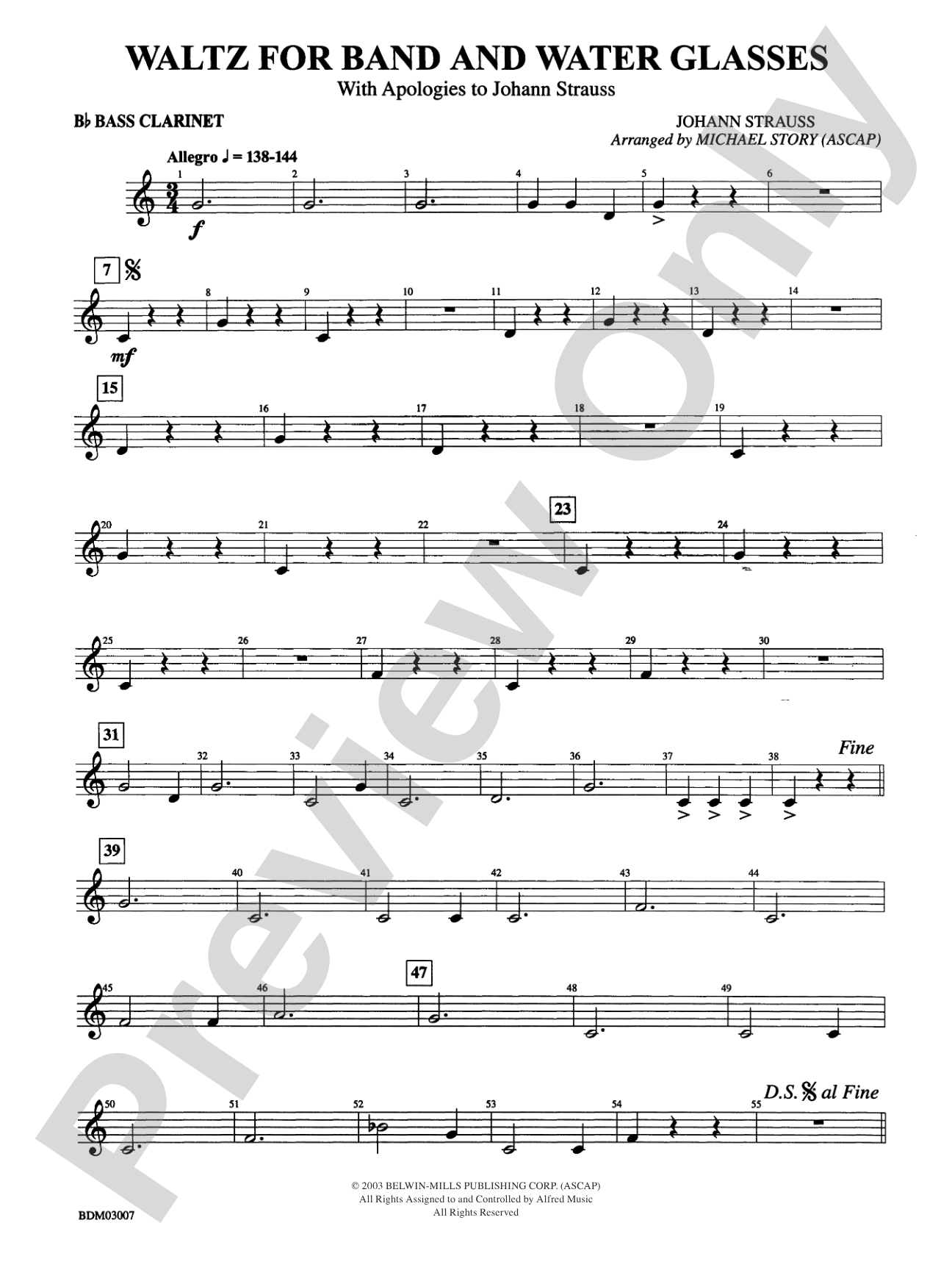 Waltz for Band and Water Glasses (with Apologies to Johann Strauss): B-flat Bass Clarinet