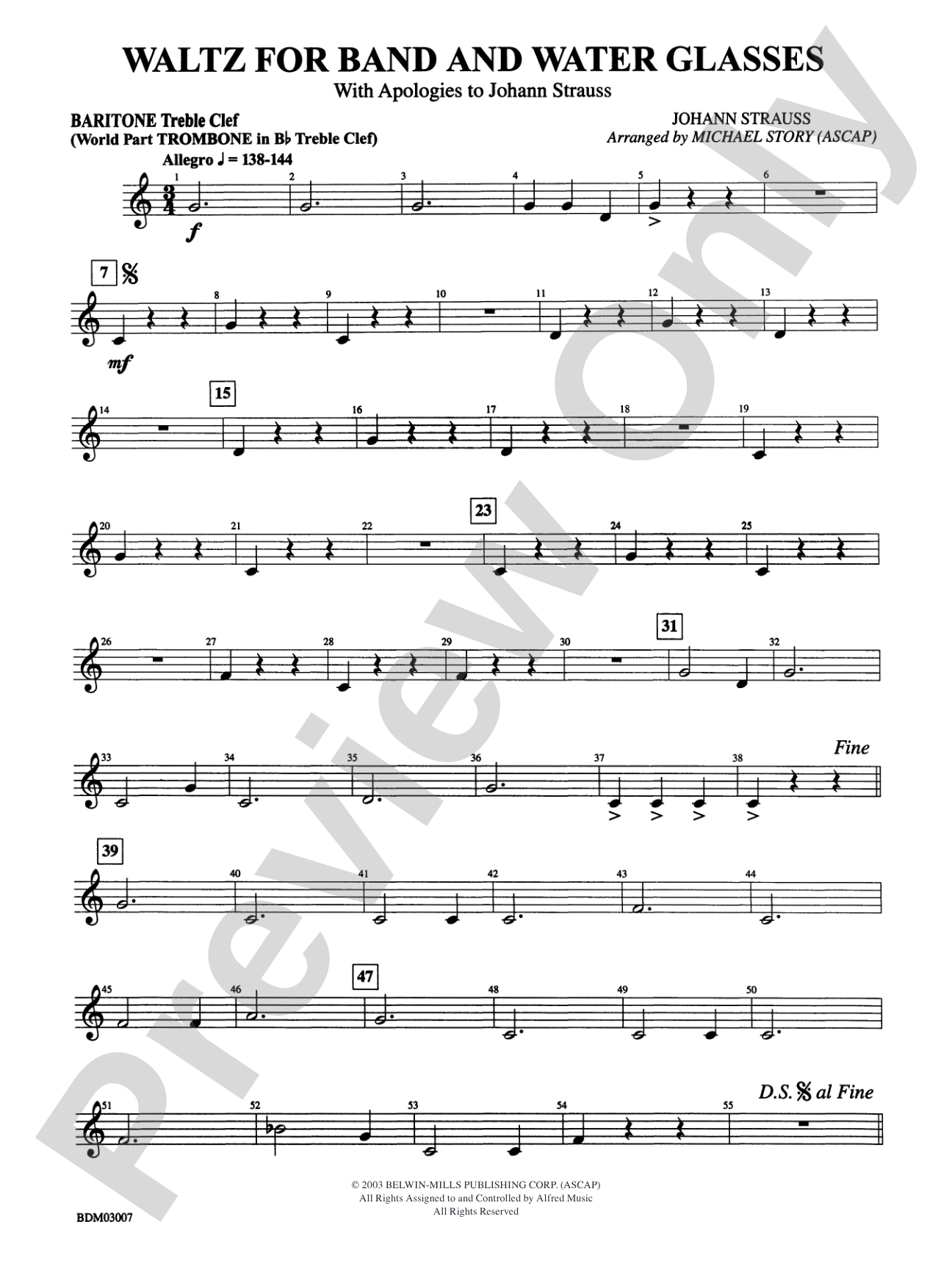 Waltz for Band and Water Glasses (with Apologies to Johann Strauss): Baritone T.C.
