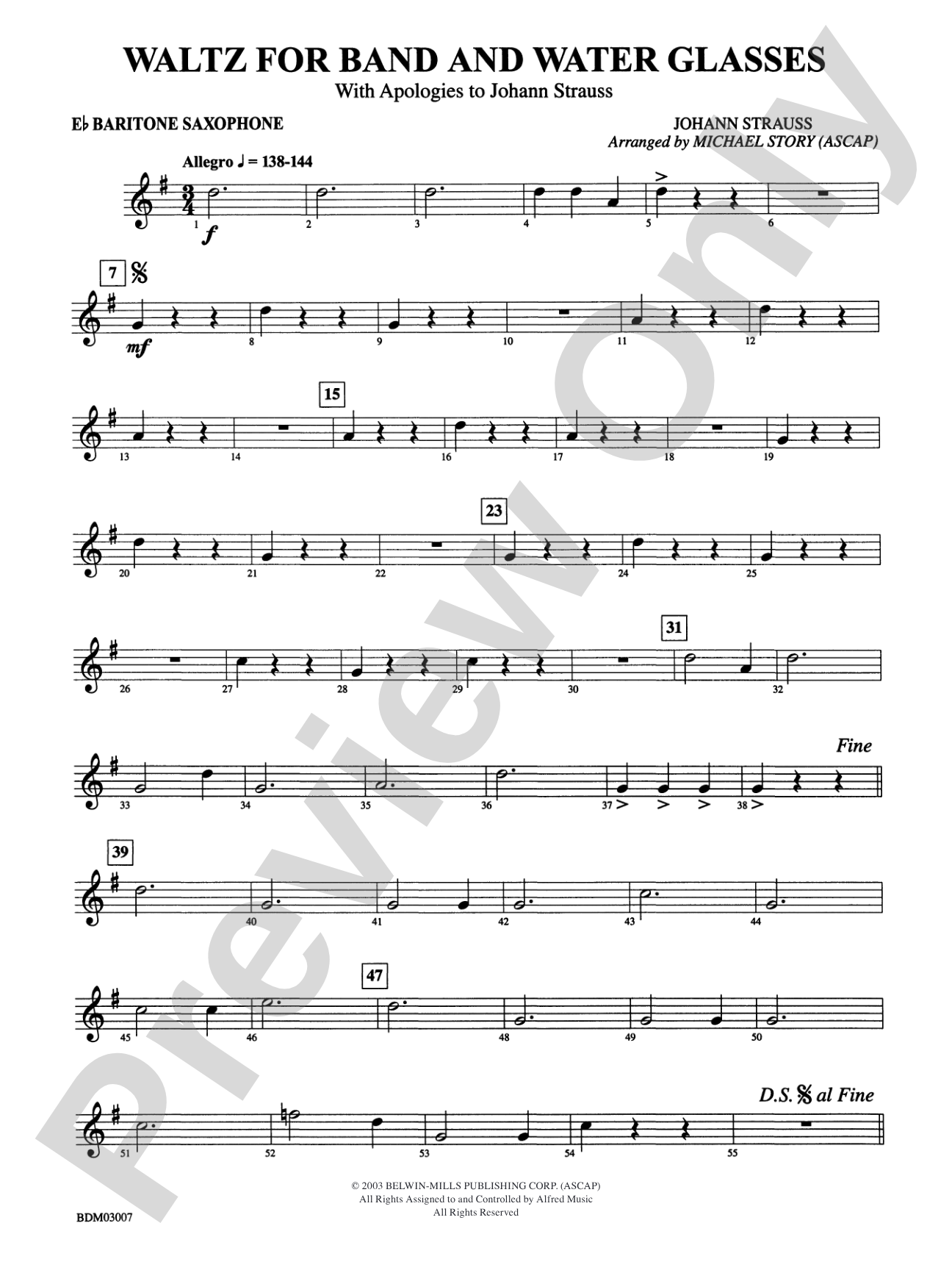Waltz for Band and Water Glasses (with Apologies to Johann Strauss): E-flat Baritone Saxophone