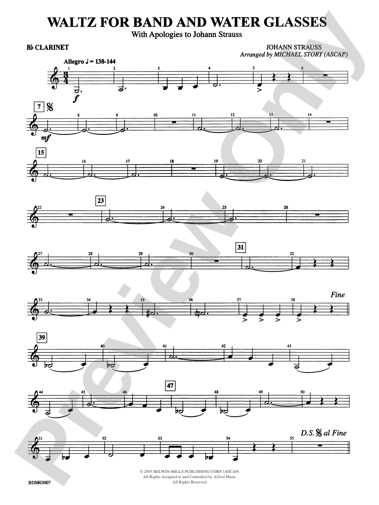 Waltz for Band and Water Glasses (with Apologies to Johann Strauss): 1st B-flat Clarinet