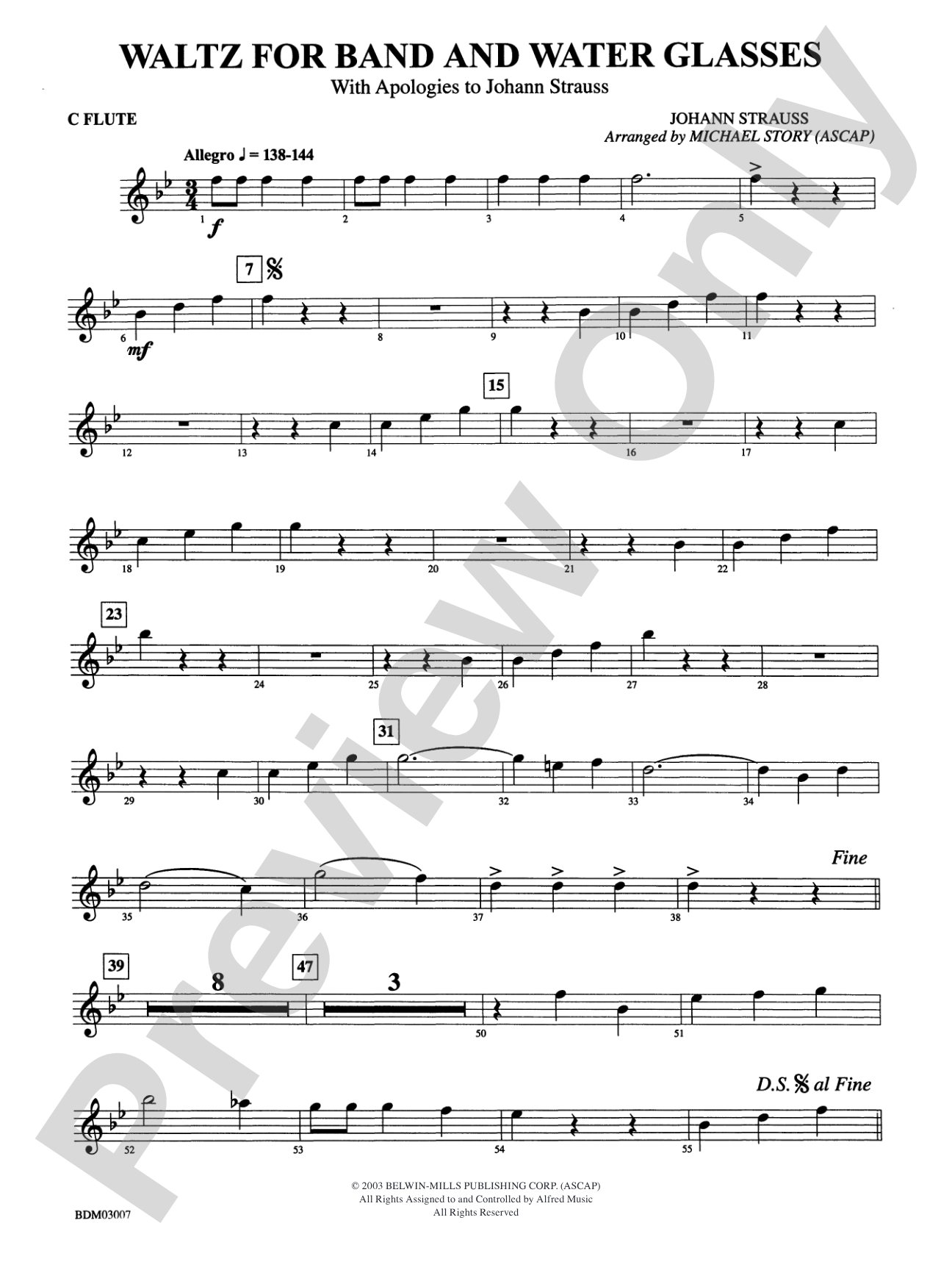 Waltz for Band and Water Glasses (with Apologies to Johann Strauss): Flute
