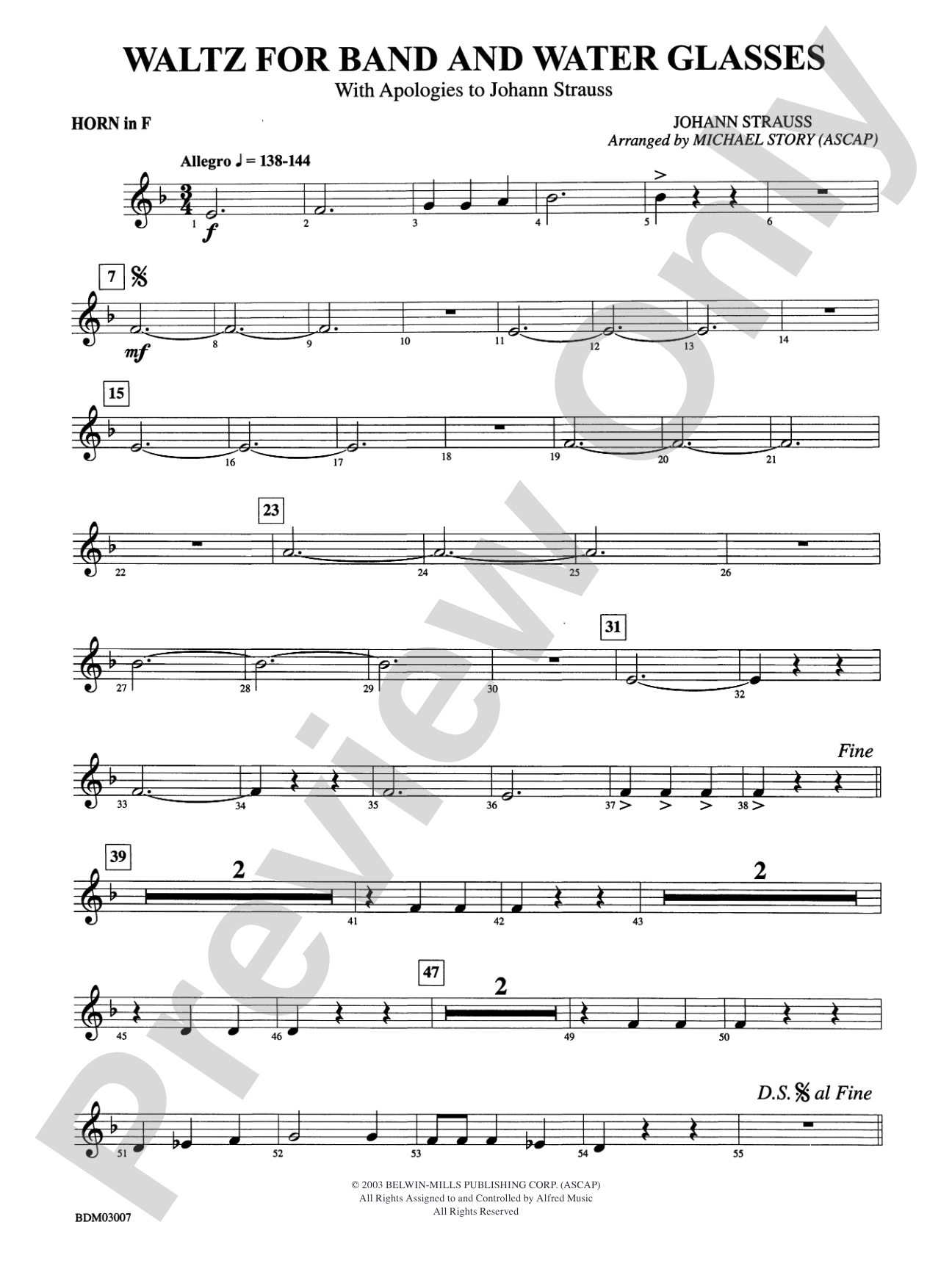 Waltz for Band and Water Glasses (with Apologies to Johann Strauss): 1st F Horn