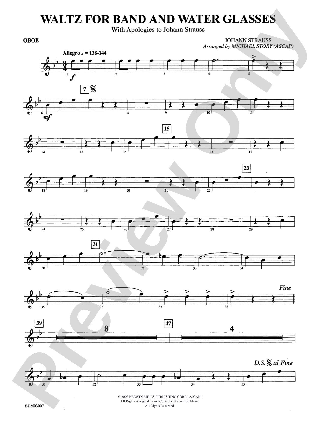 Waltz for Band and Water Glasses (with Apologies to Johann Strauss): Oboe