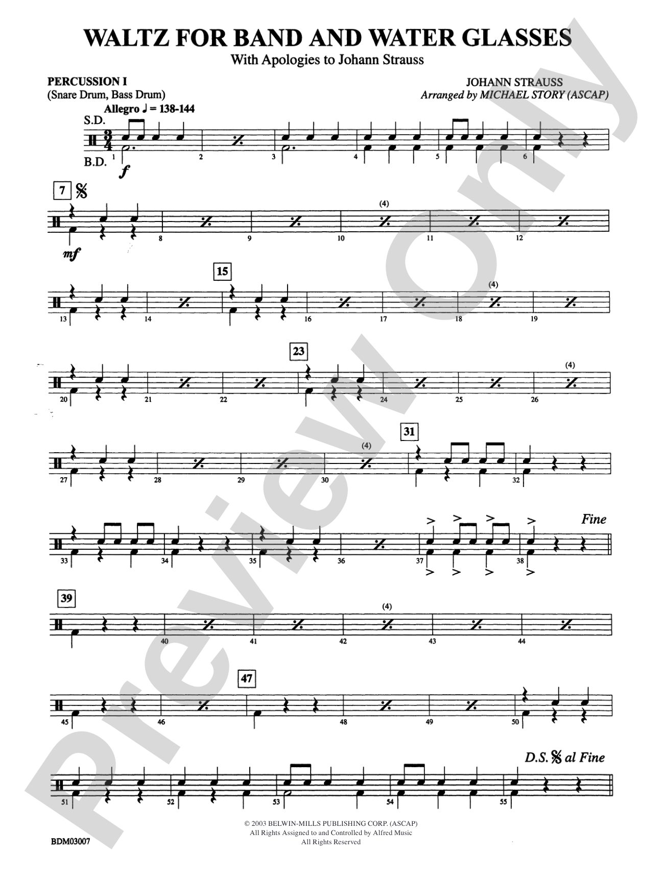Waltz for Band and Water Glasses (with Apologies to Johann Strauss): 1st Percussion