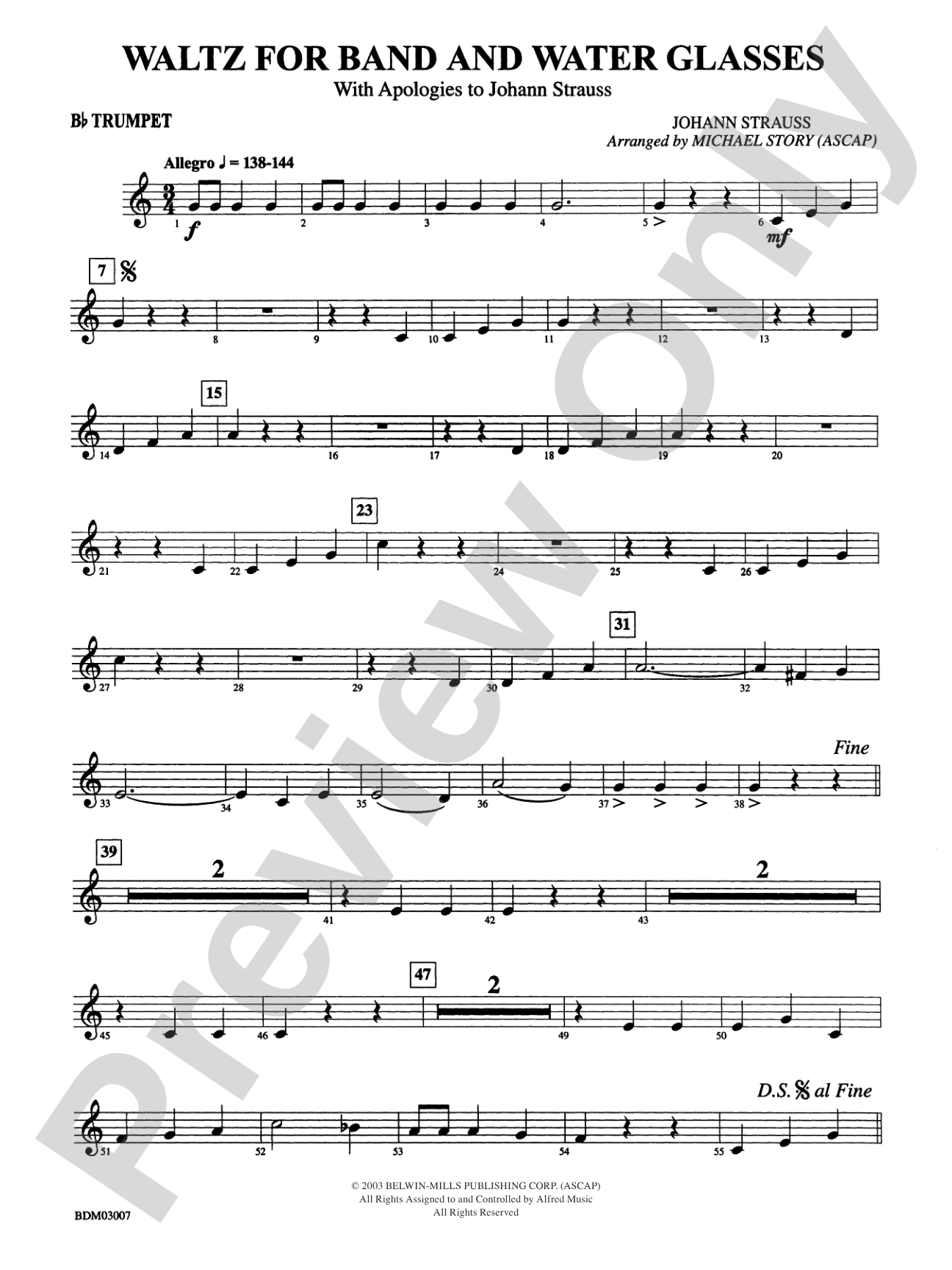 Waltz for Band and Water Glasses (with Apologies to Johann Strauss): 1st B-flat Trumpet