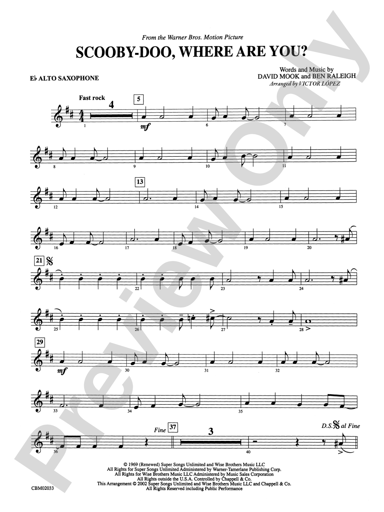 Scooby-Doo, Where Are You? (from Scooby-Doo): E-flat Alto Saxophone