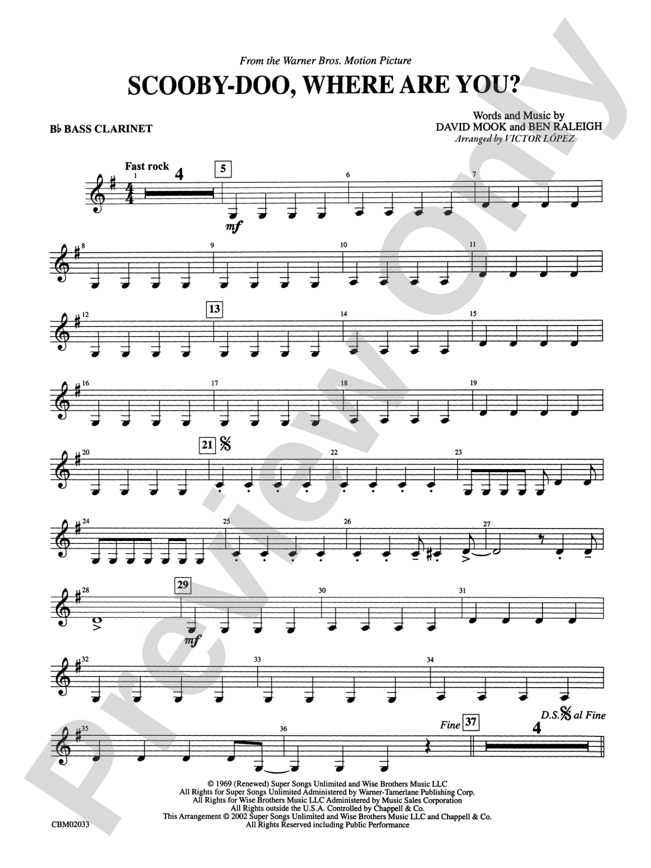 Scooby-Doo, Where Are You? (from Scooby-Doo): B-flat Bass Clarinet