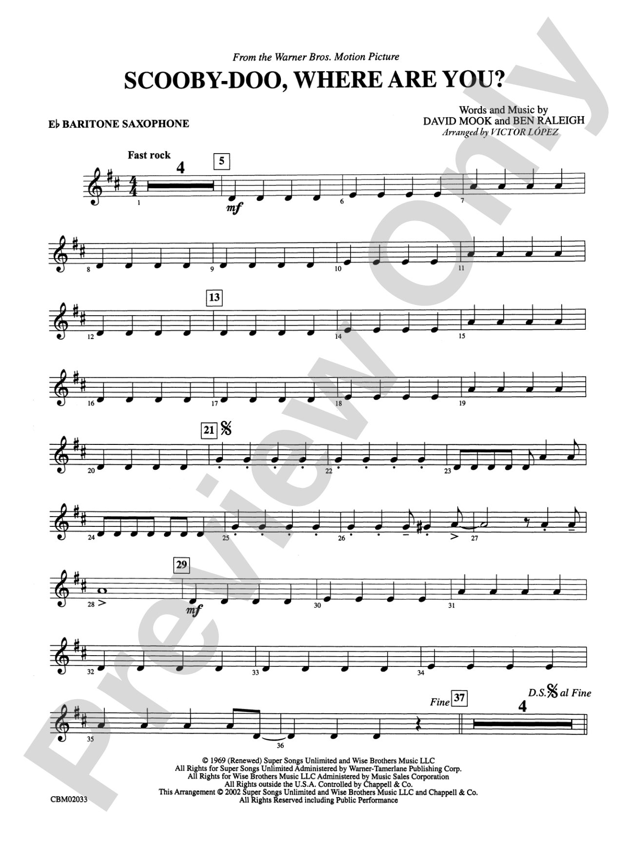 Scooby-Doo, Where Are You? (from Scooby-Doo): E-flat Baritone Saxophone