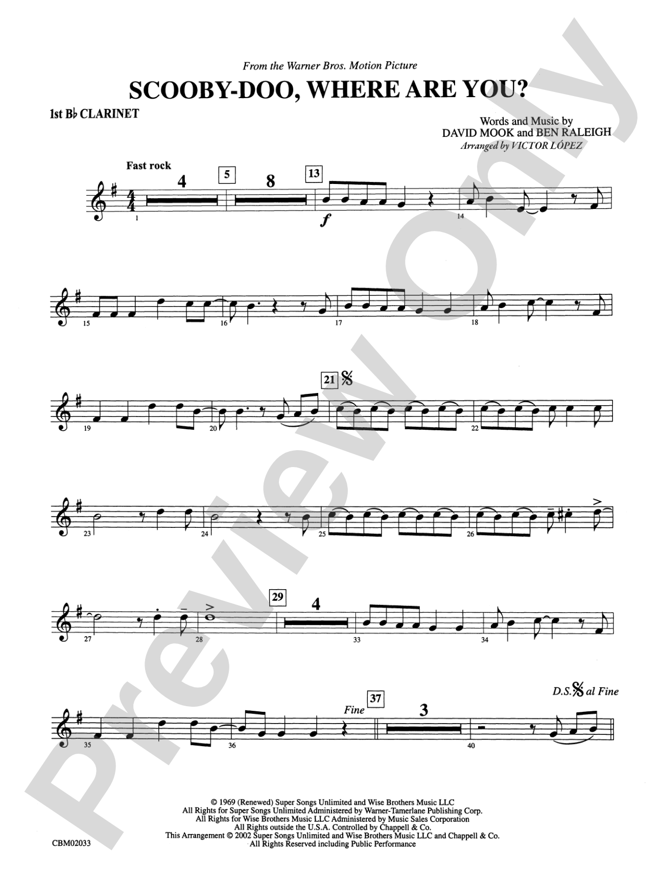Scooby-Doo, Where Are You? (from Scooby-Doo): 1st B-flat Clarinet