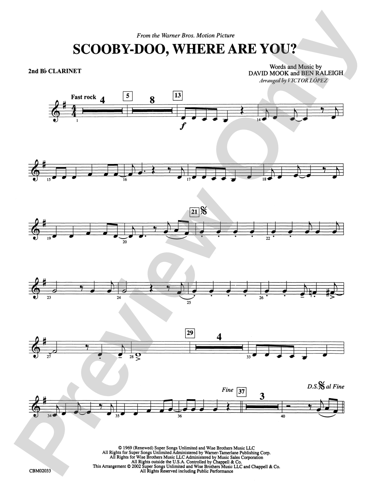 Scooby-Doo, Where Are You? (from Scooby-Doo): 2nd B-flat Clarinet