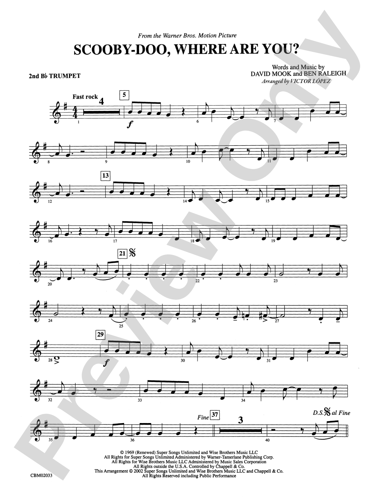 Scooby-Doo, Where Are You? (from Scooby-Doo): 2nd B-flat Trumpet