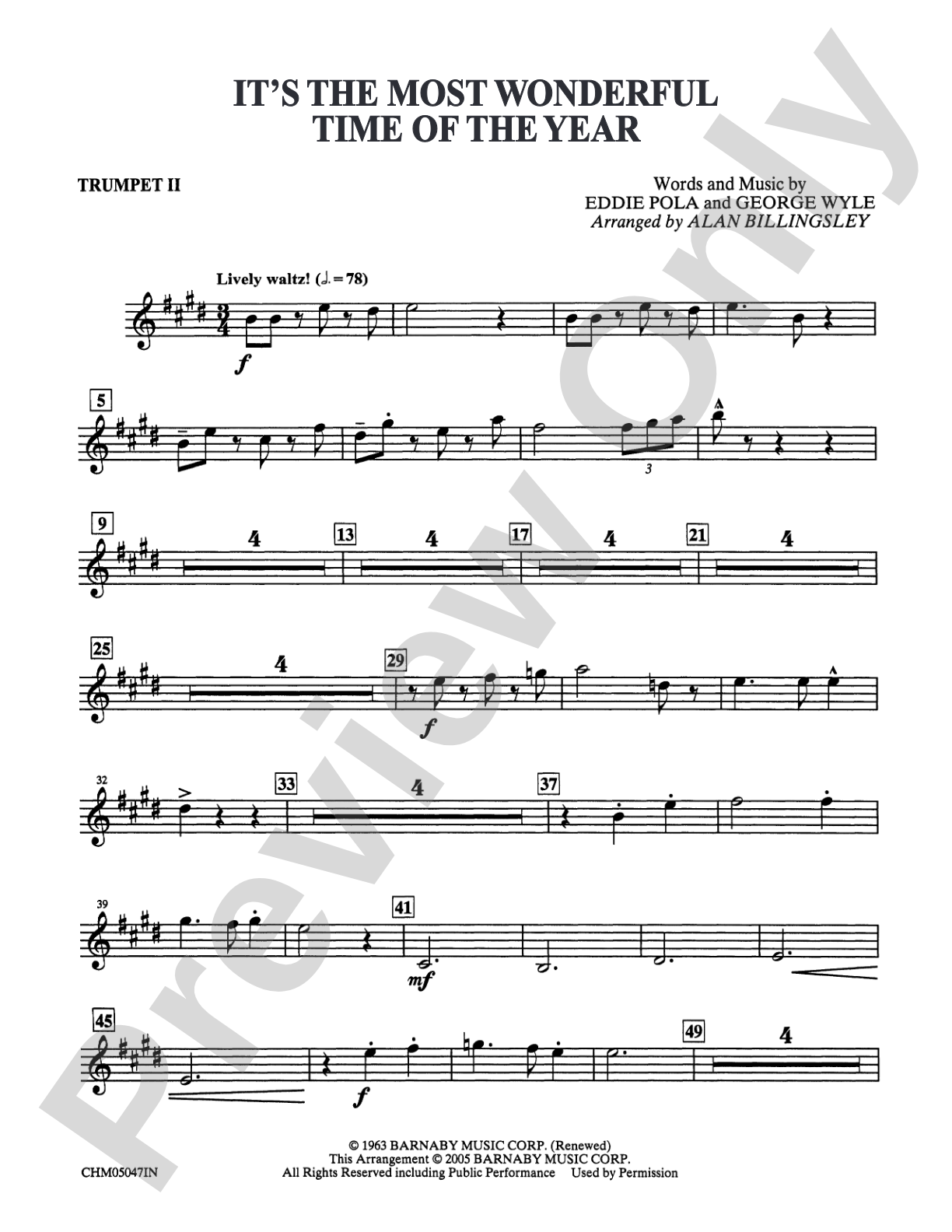 It's the Most Wonderful Time of the Year: 2nd B-flat Trumpet