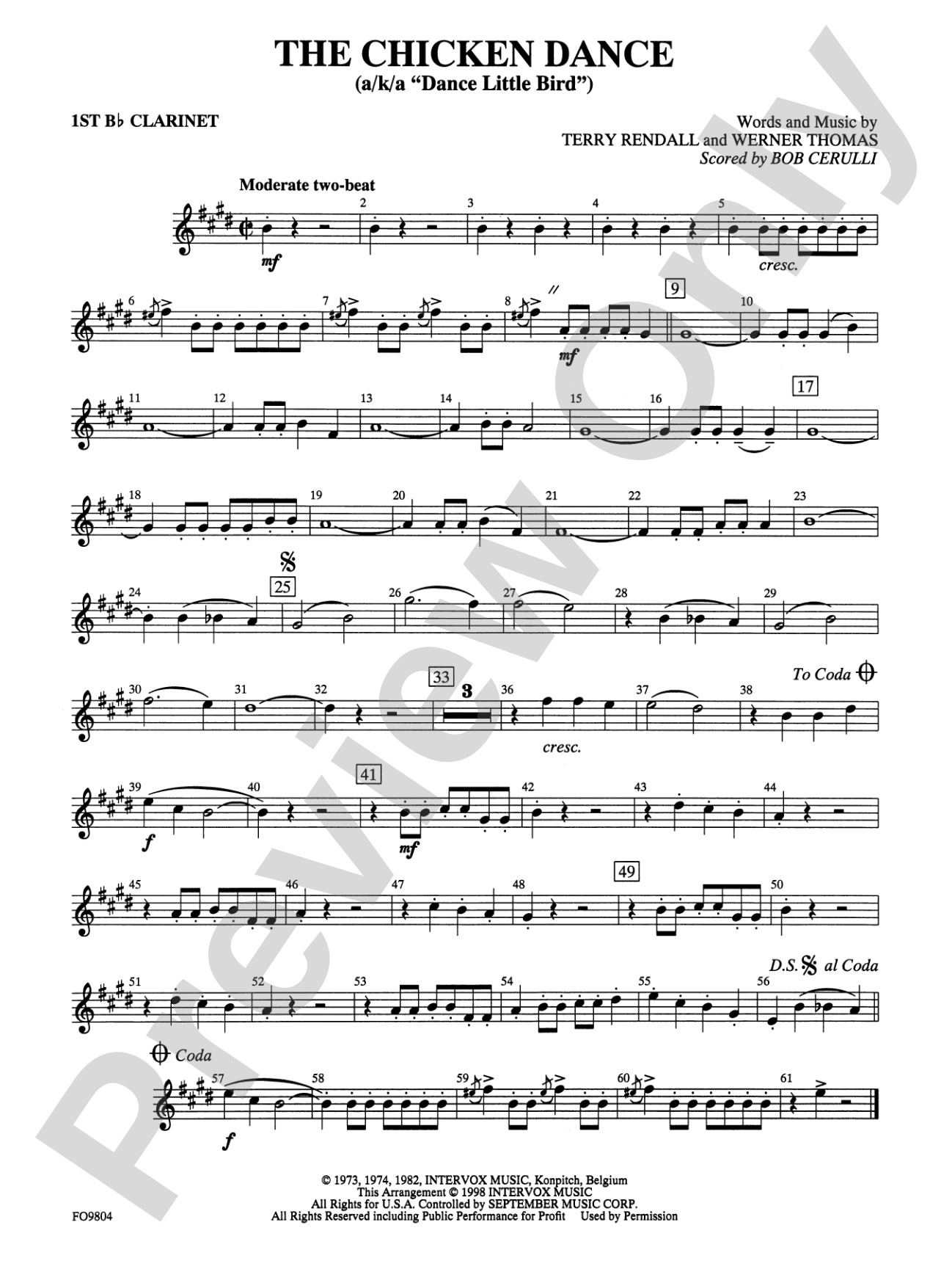 The Chicken Dance: 1st B-flat Clarinet