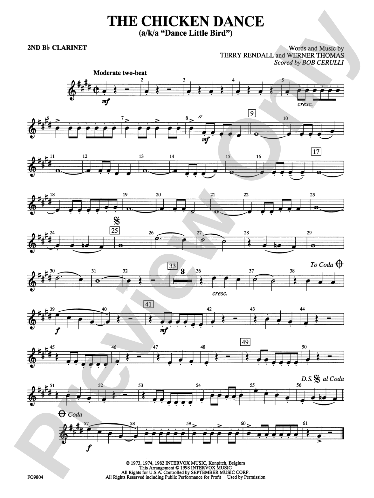 The Chicken Dance: 2nd B-flat Clarinet