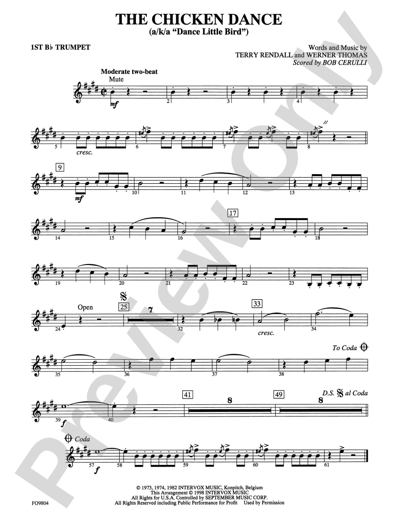 The Chicken Dance: 1st B-flat Trumpet