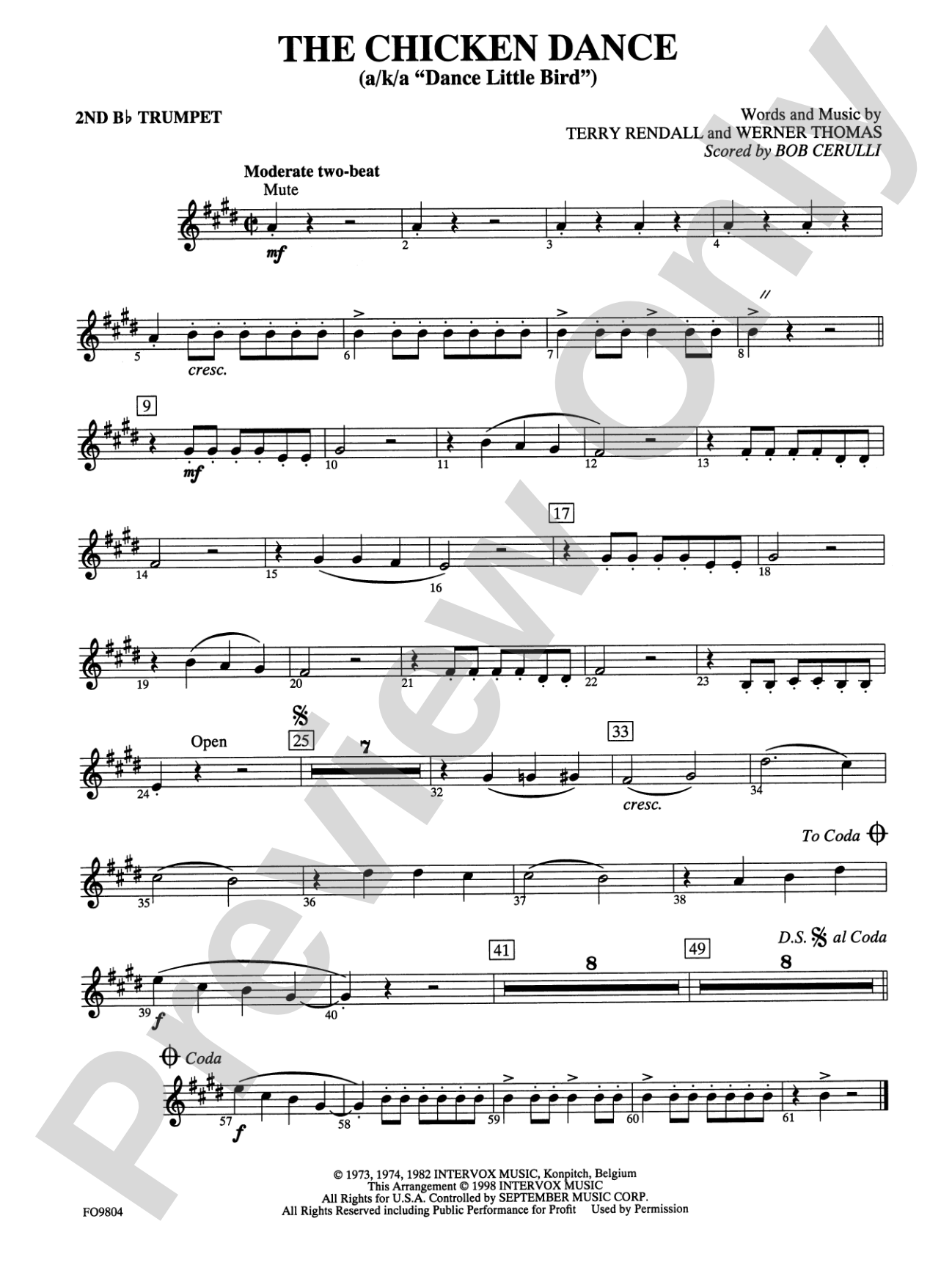 The Chicken Dance: 2nd B-flat Trumpet