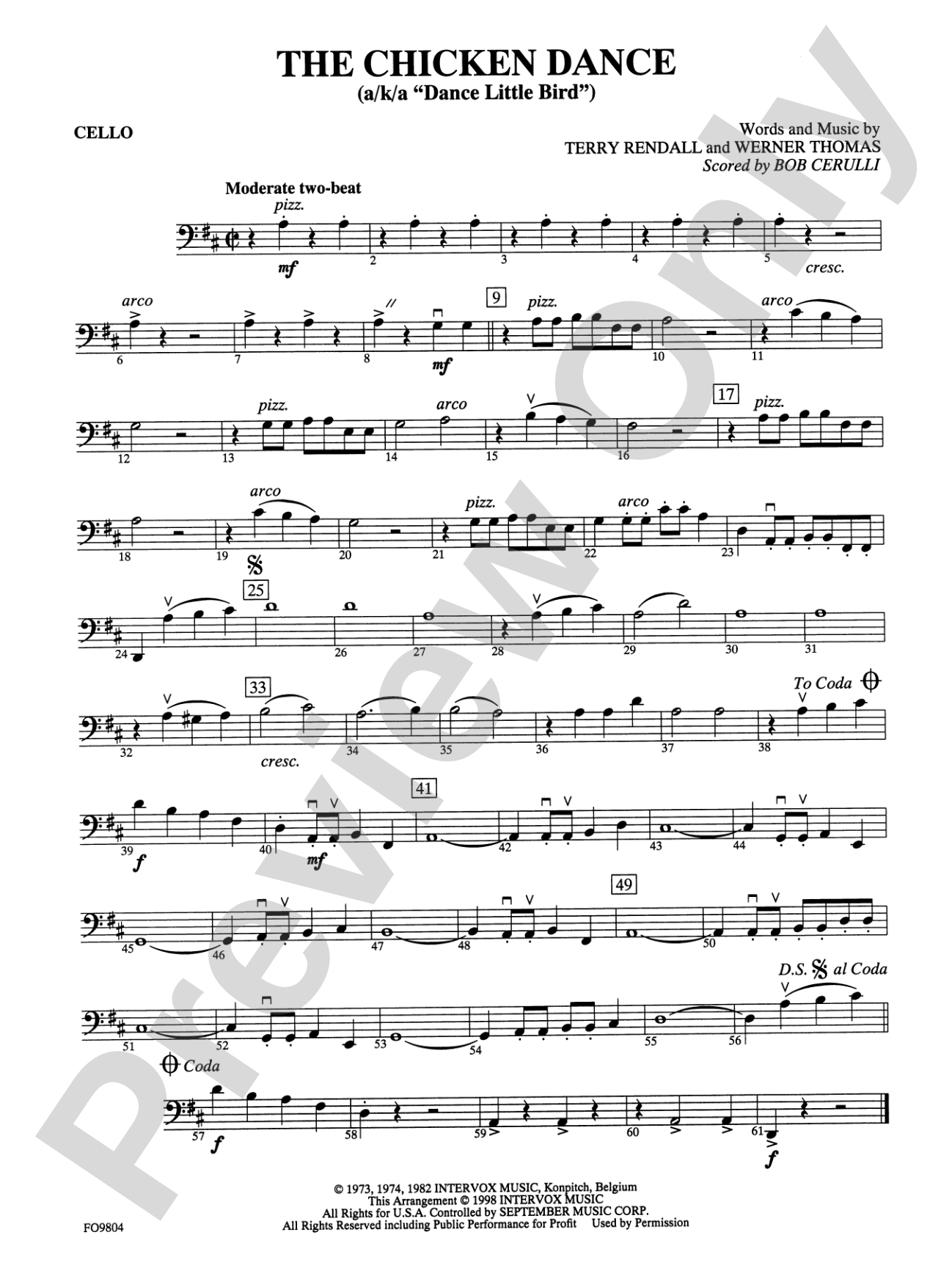 The Chicken Dance: Cello