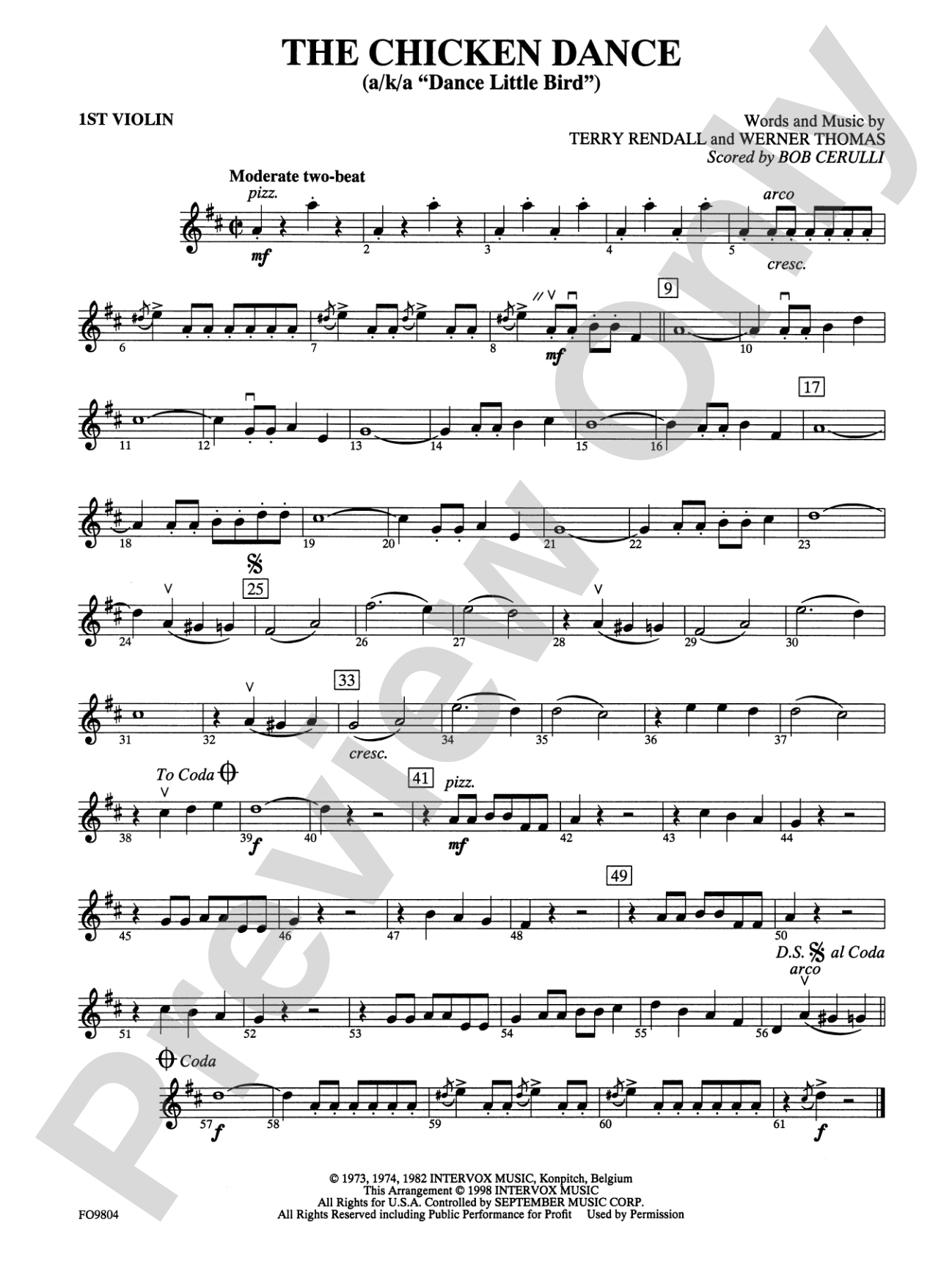 The Chicken Dance: 1st Violin