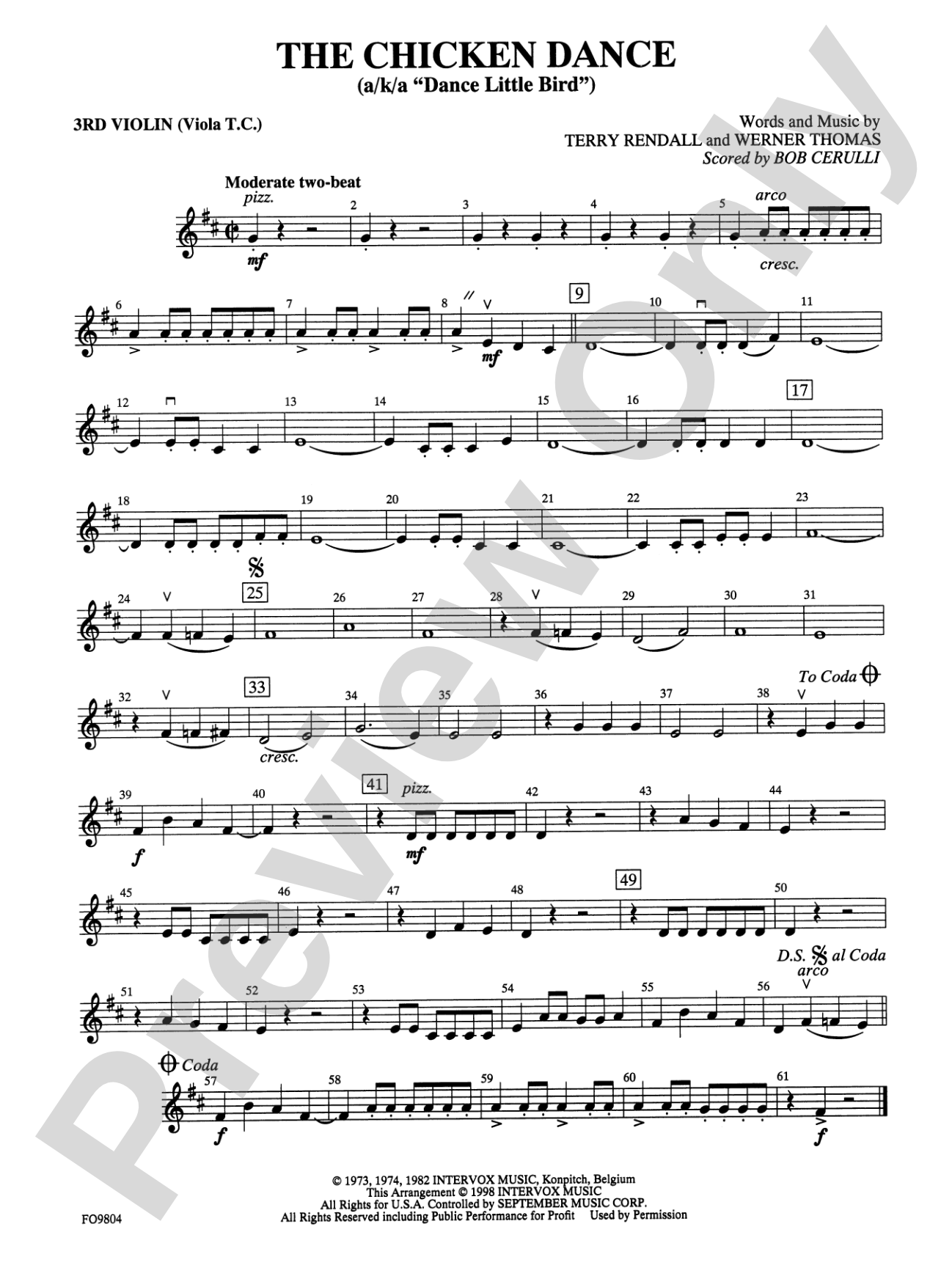 The Chicken Dance: 3rd Violin (Viola [TC])